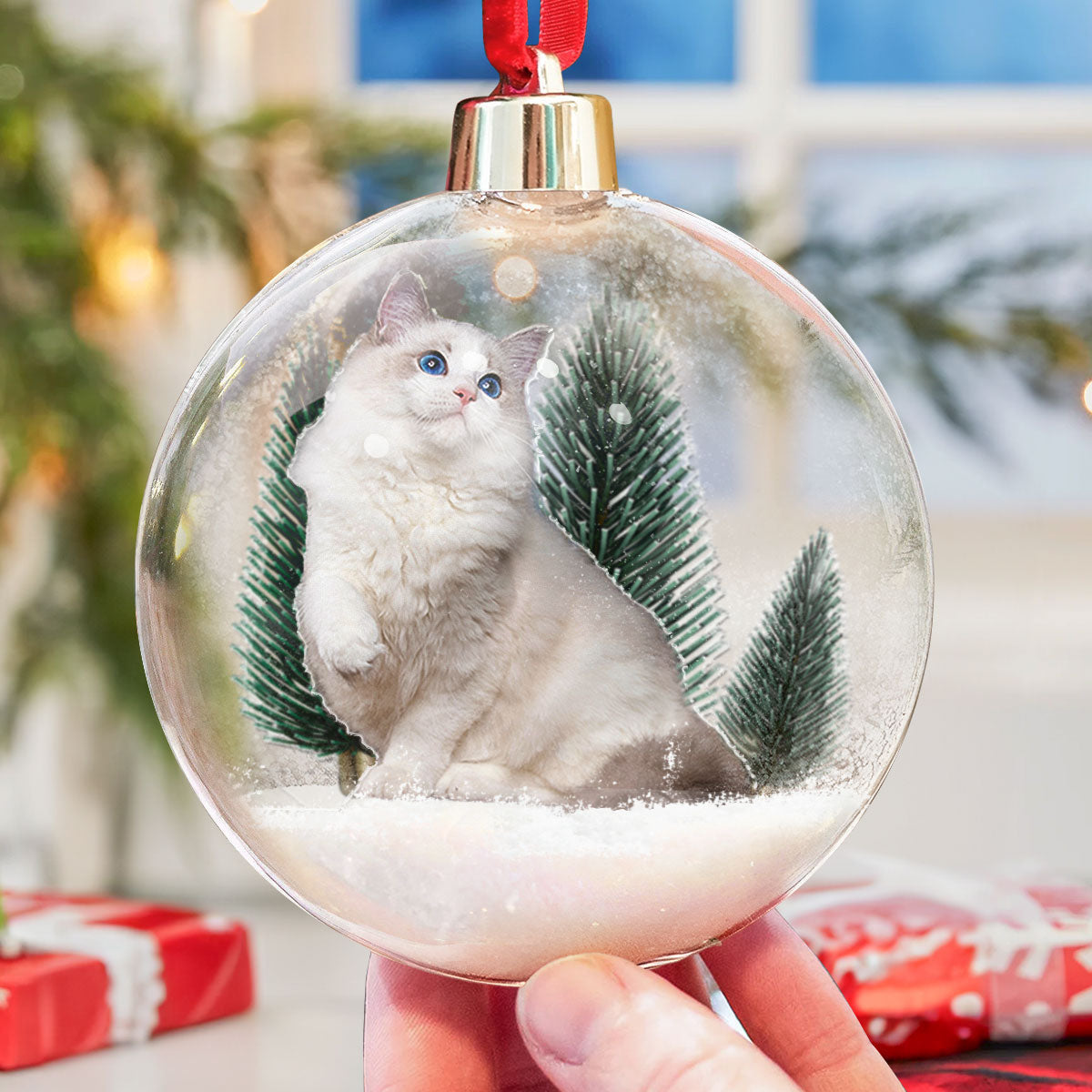 Gift For Cat Lovers Cat Mom Cat Dad - Personalized Christmas Ball Photo Ornament ORN0810