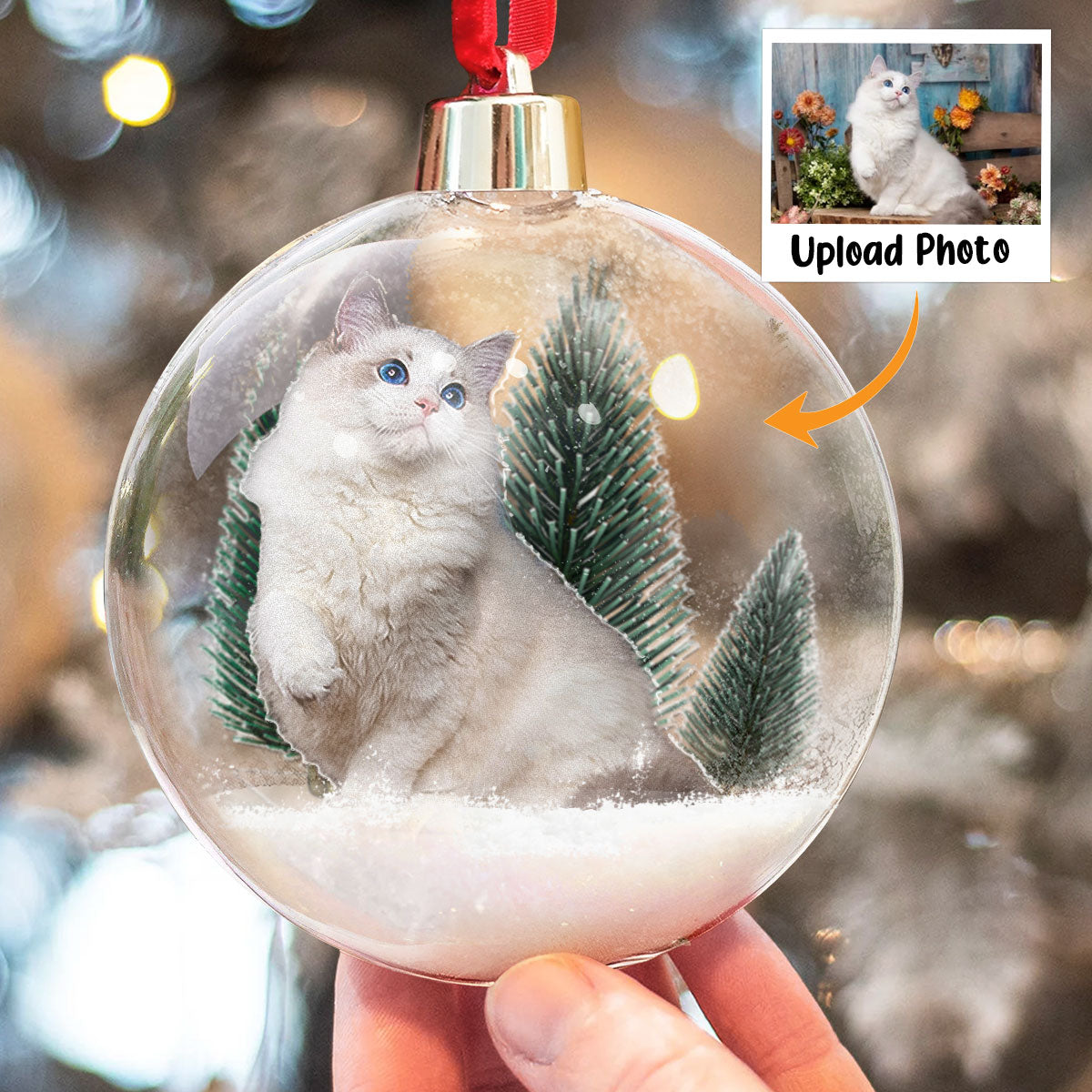 Gift For Cat Lovers Cat Mom Cat Dad - Personalized Christmas Ball Photo Ornament ORN0810