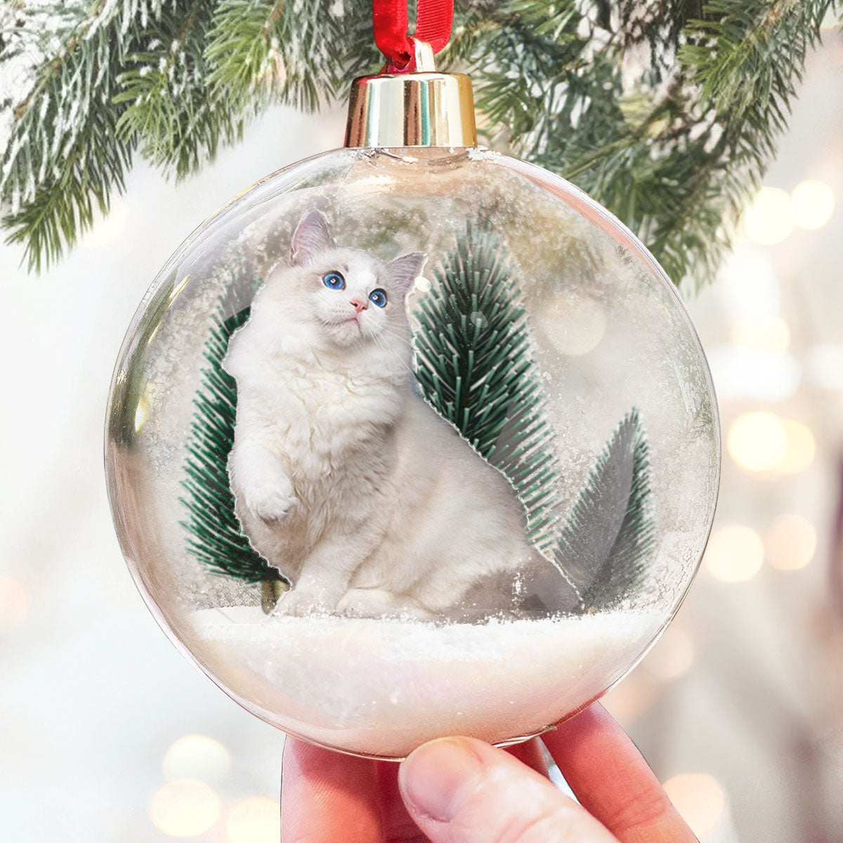 Gift For Cat Lovers Cat Mom Cat Dad - Personalized Christmas Ball Photo Ornament ORN0810