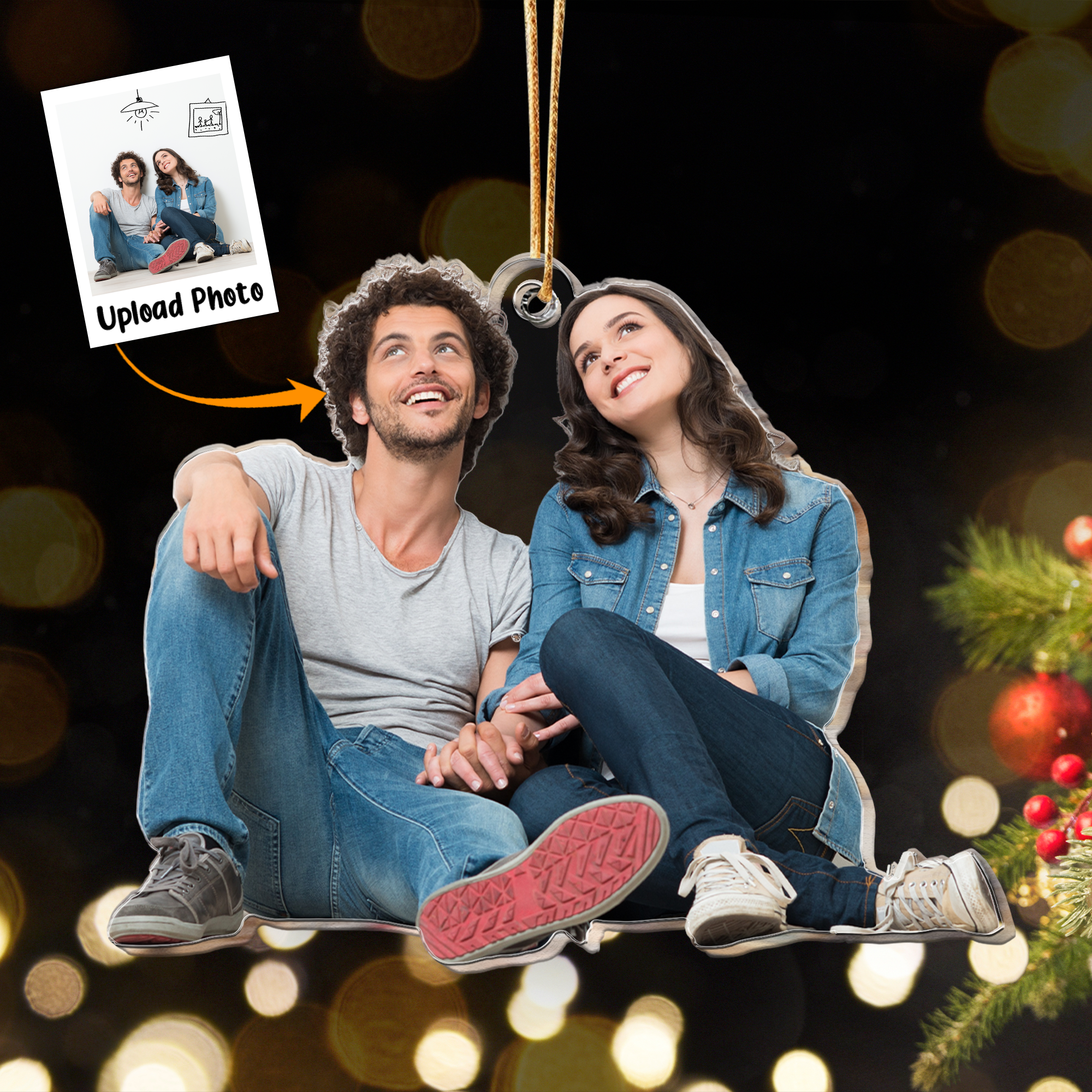 Gift For Couple - Personalized Acrylic Photo Ornament ORN0810