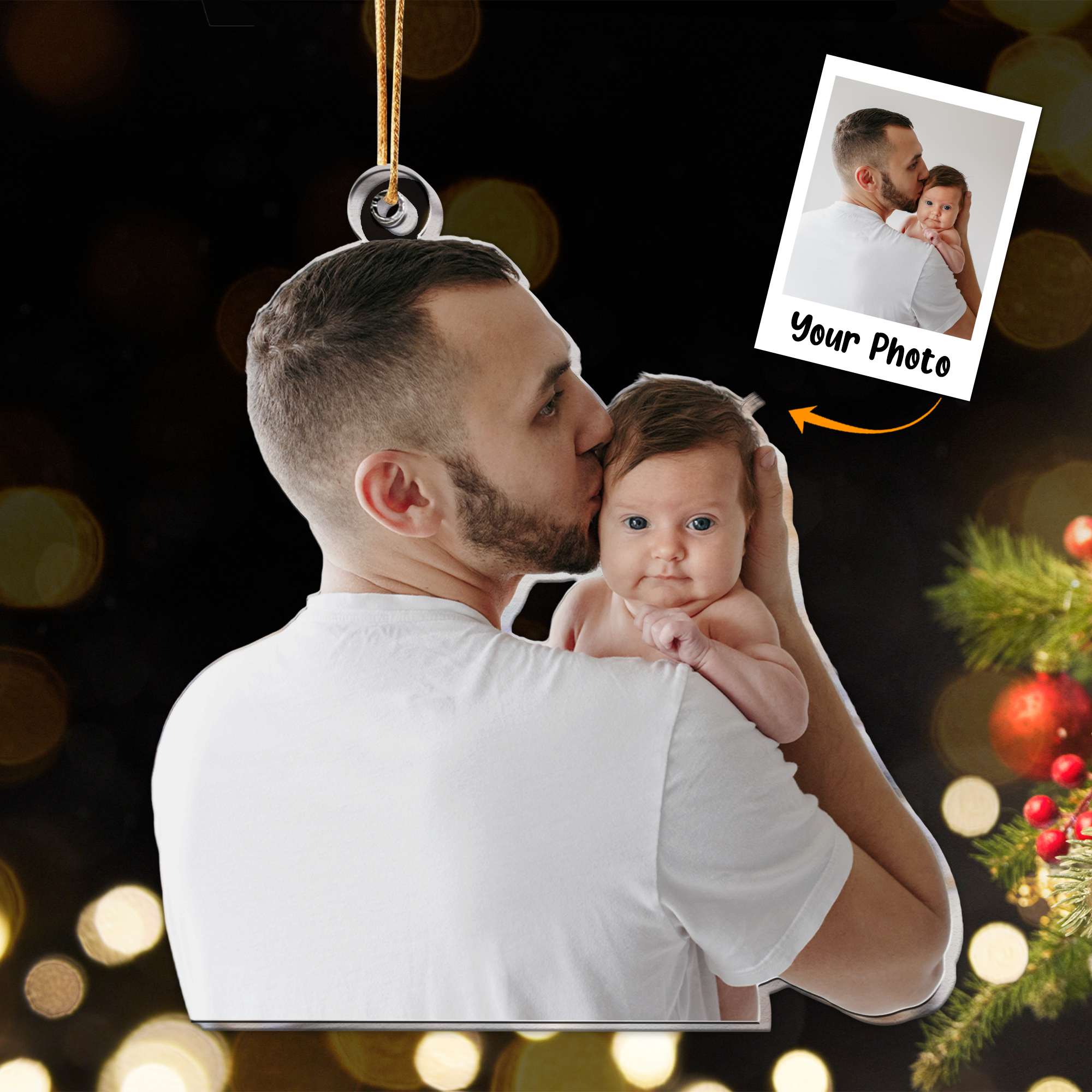 Gift For New Dad - Personalized Acrylic Photo Ornament ORN0810