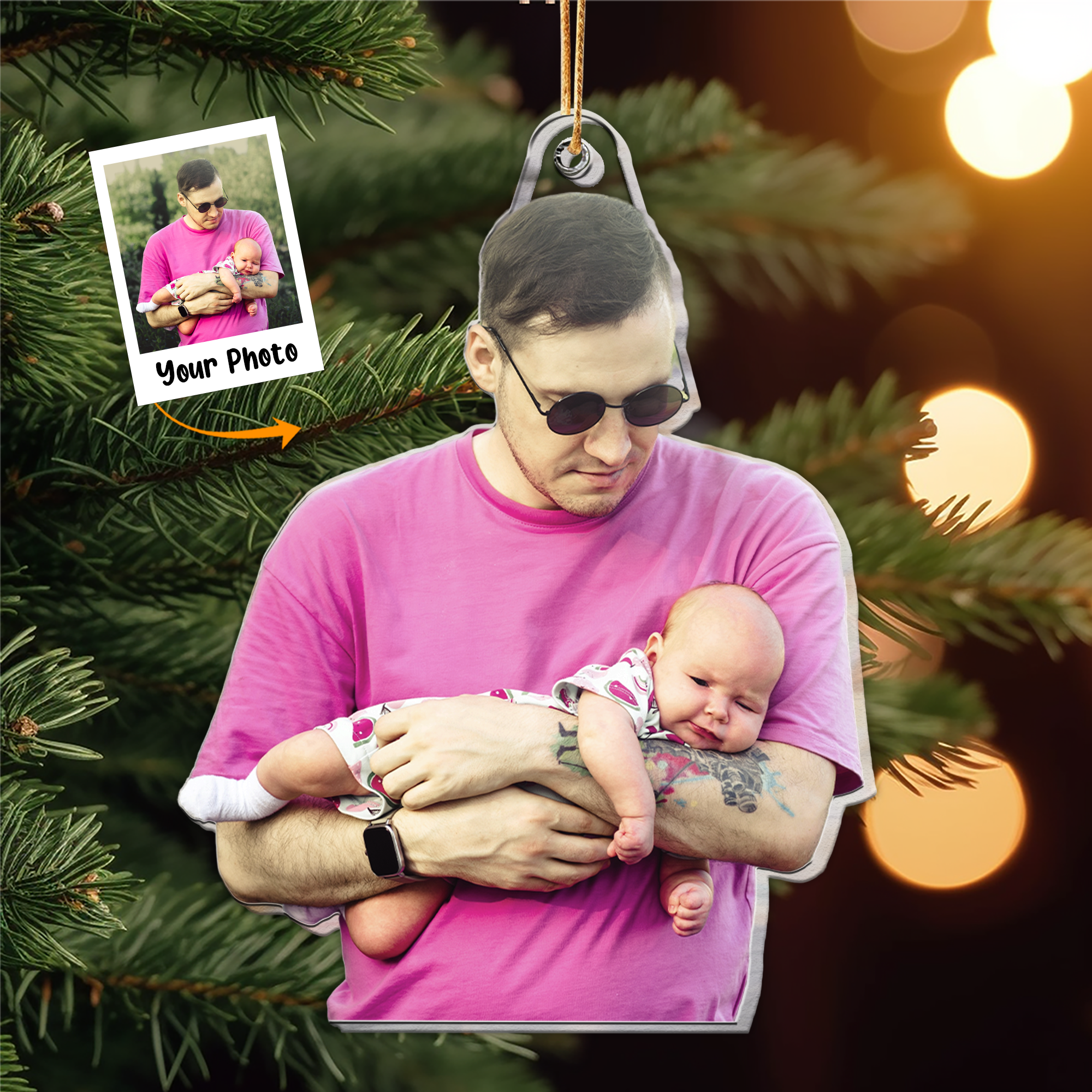 Gift For New Dad - Personalized Acrylic Photo Ornament ORN0810