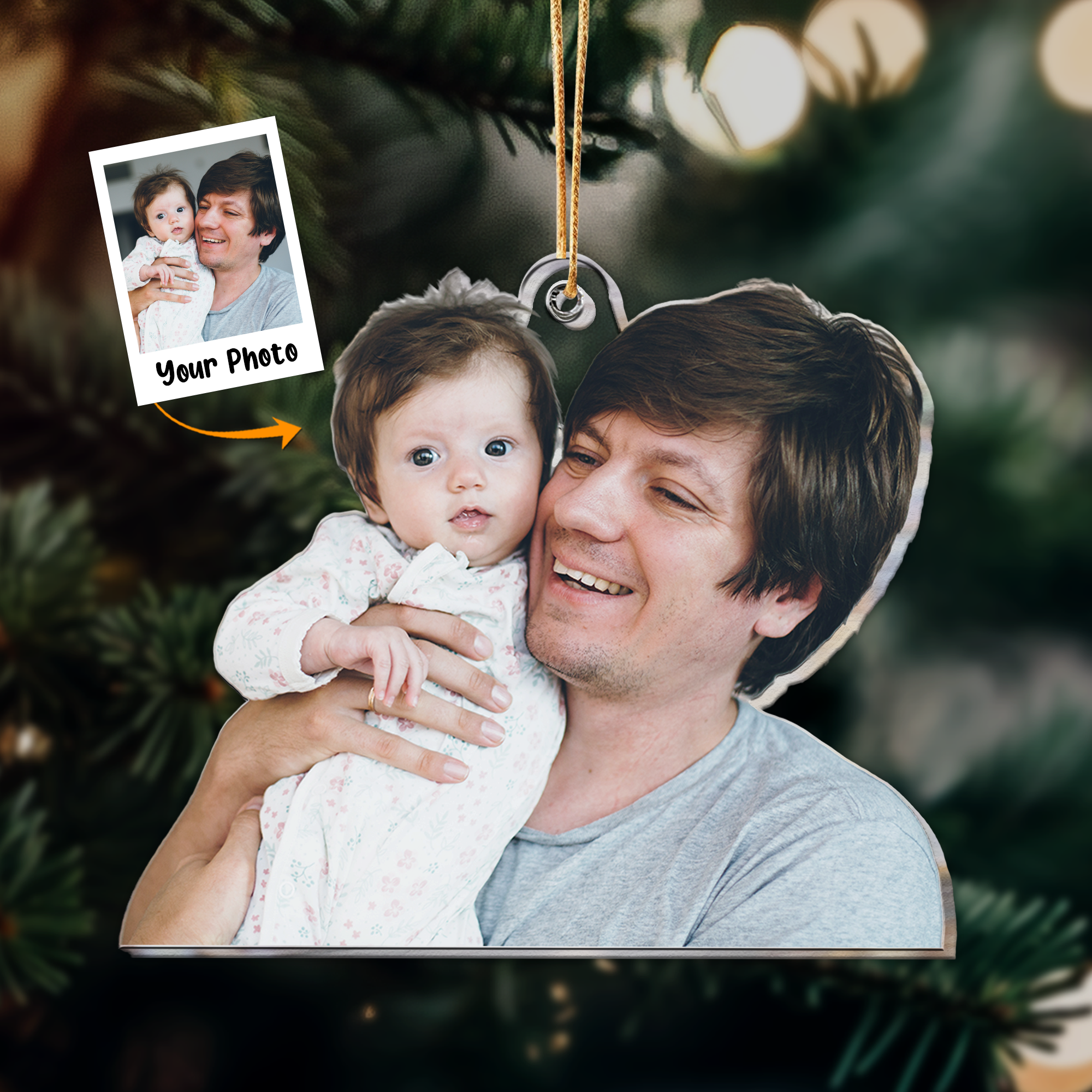 Gift For New Dad - Personalized Acrylic Photo Ornament ORN0810
