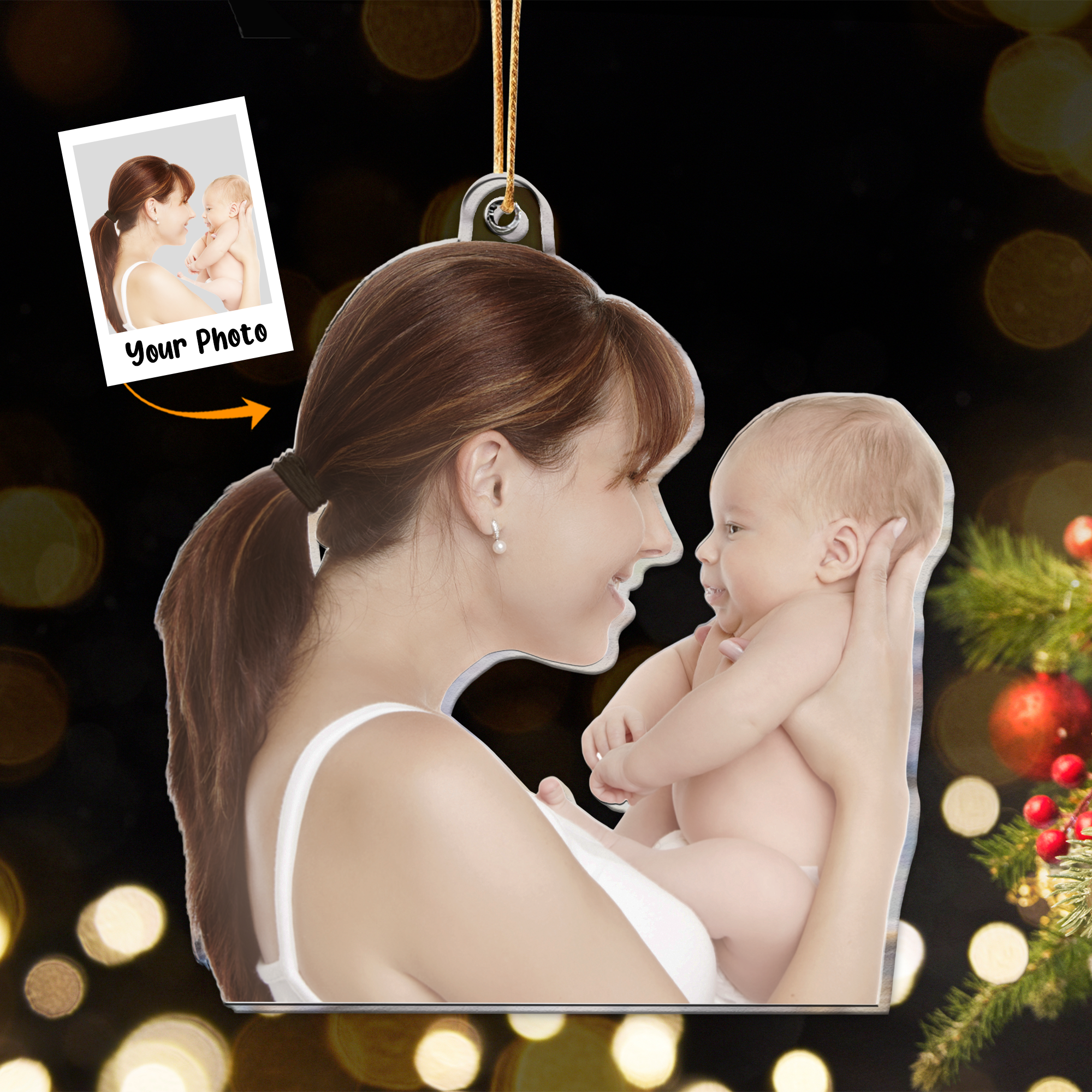 Gift For New Mom - Personalized Acrylic Photo Ornament ORN0810