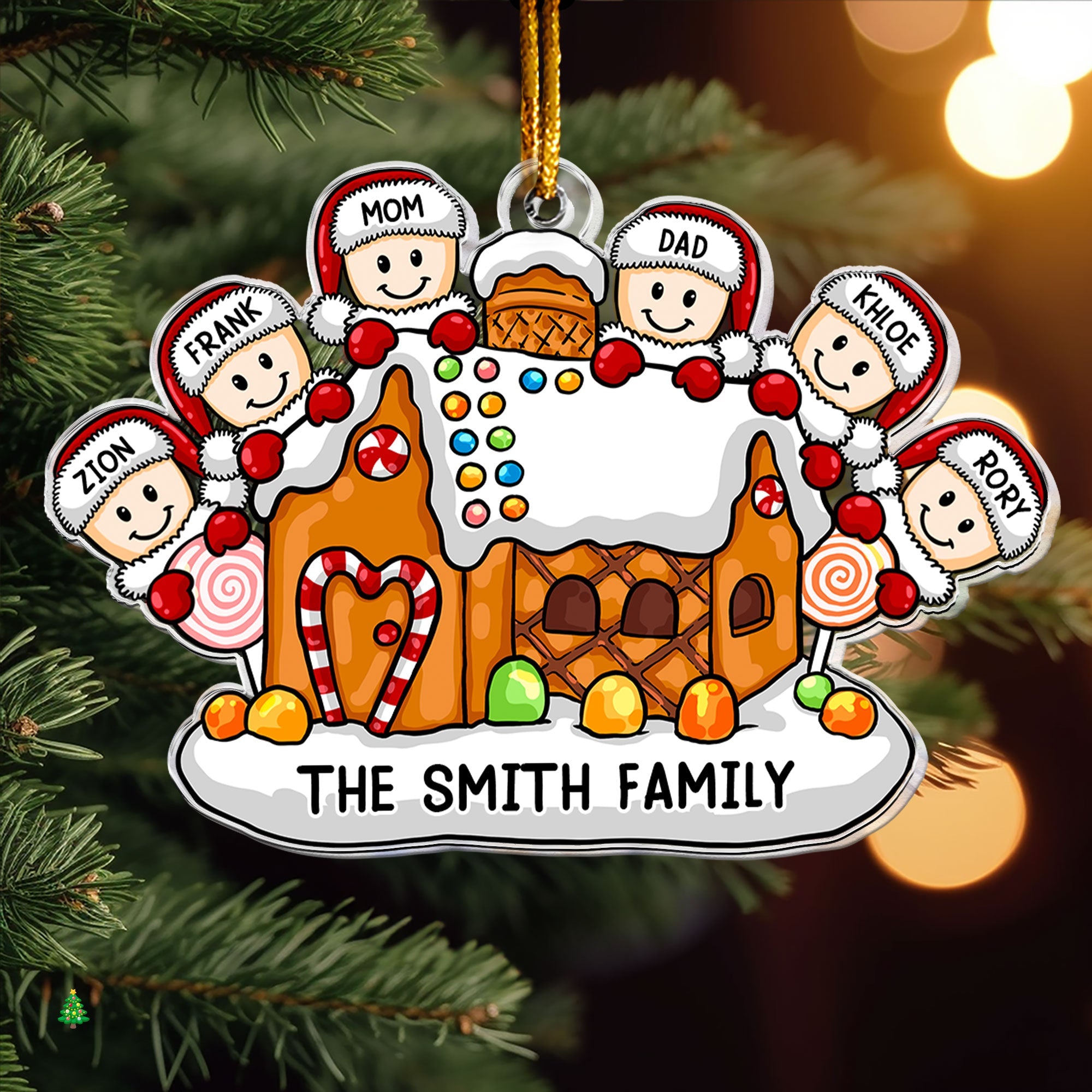 Gingerbread House Family - Personalized Acrylic Ornament ORN0810