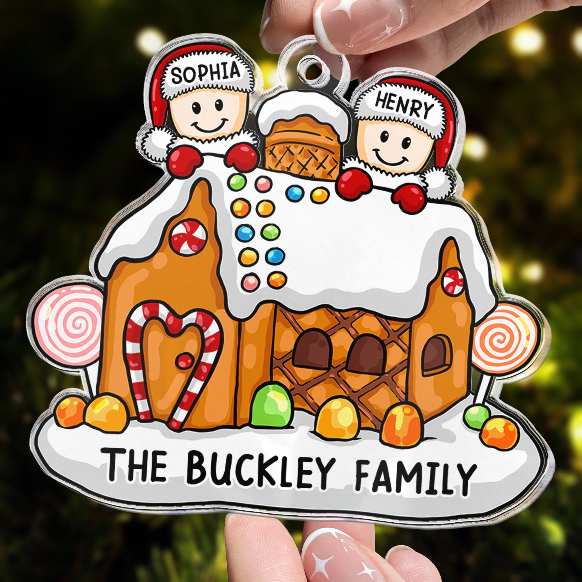 Gingerbread House Family - Personalized Acrylic Ornament ORN0810