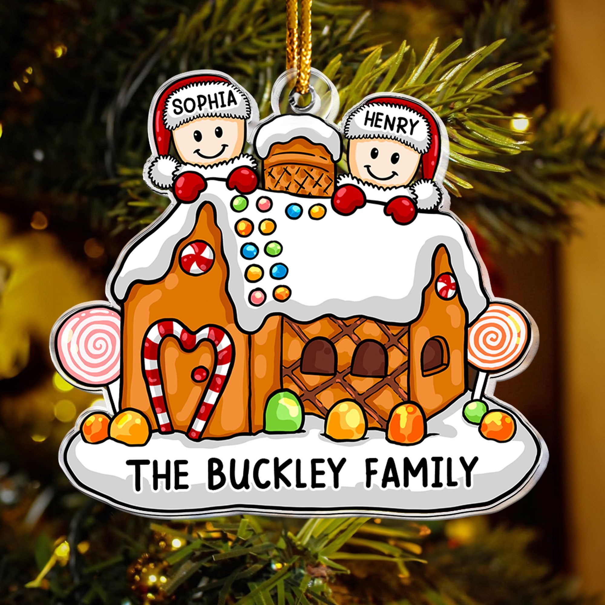 Gingerbread House Family - Personalized Acrylic Ornament ORN0810
