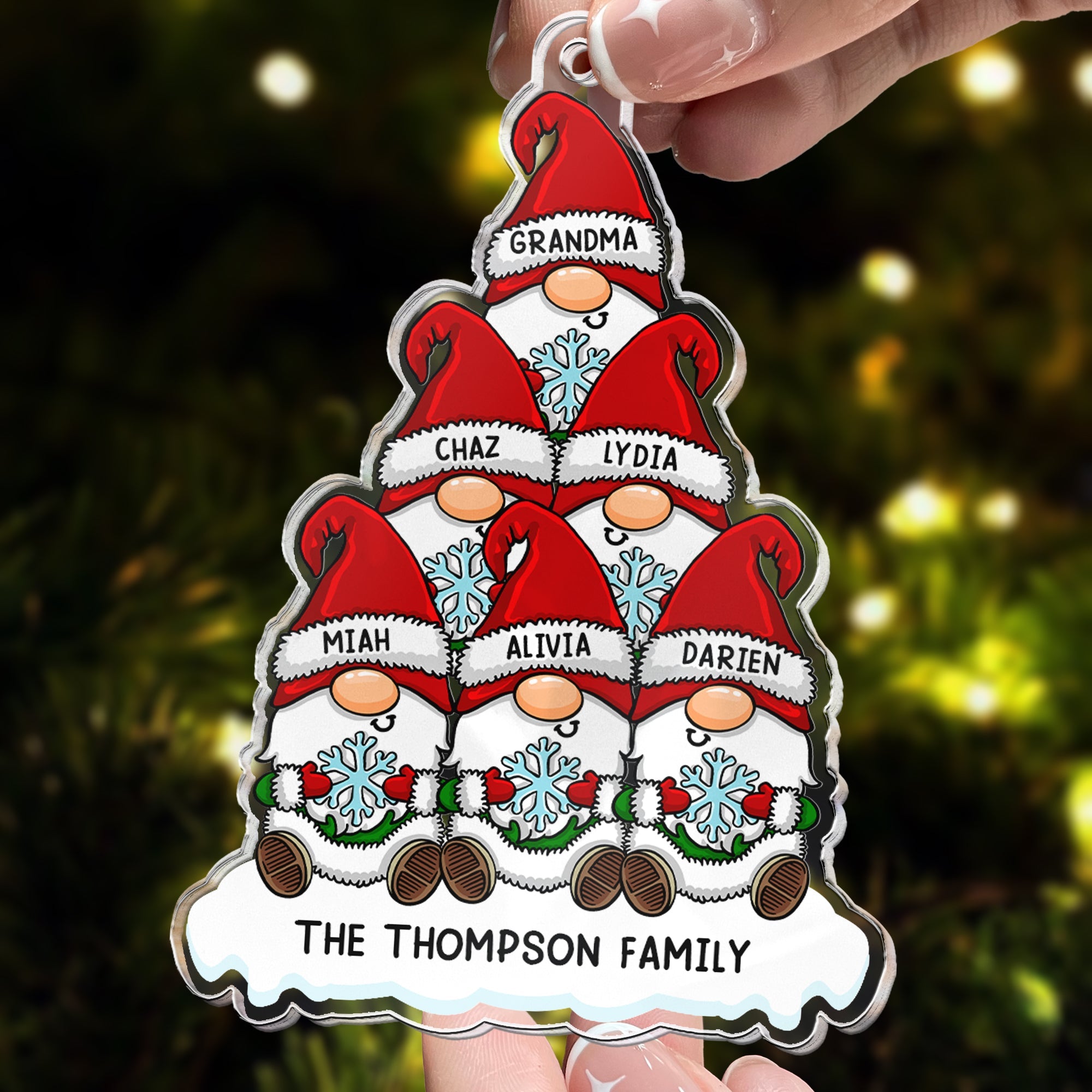 Gnome Family - Personalized Acrylic Ornament ORN0810
