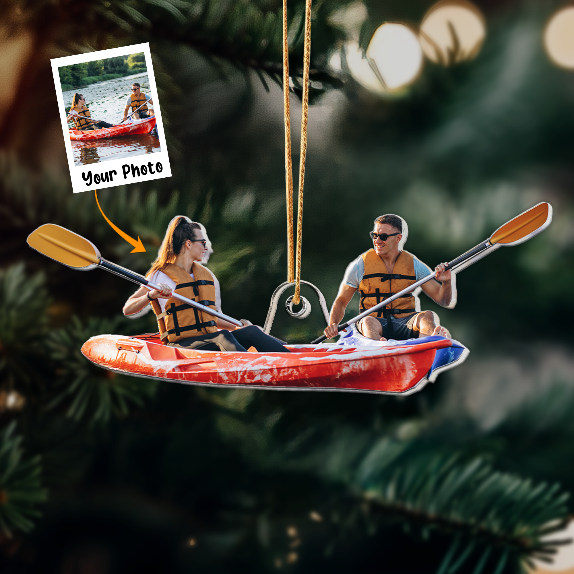 Go Kayak Go - Personalized Acrylic Photo Ornament ORN0810
