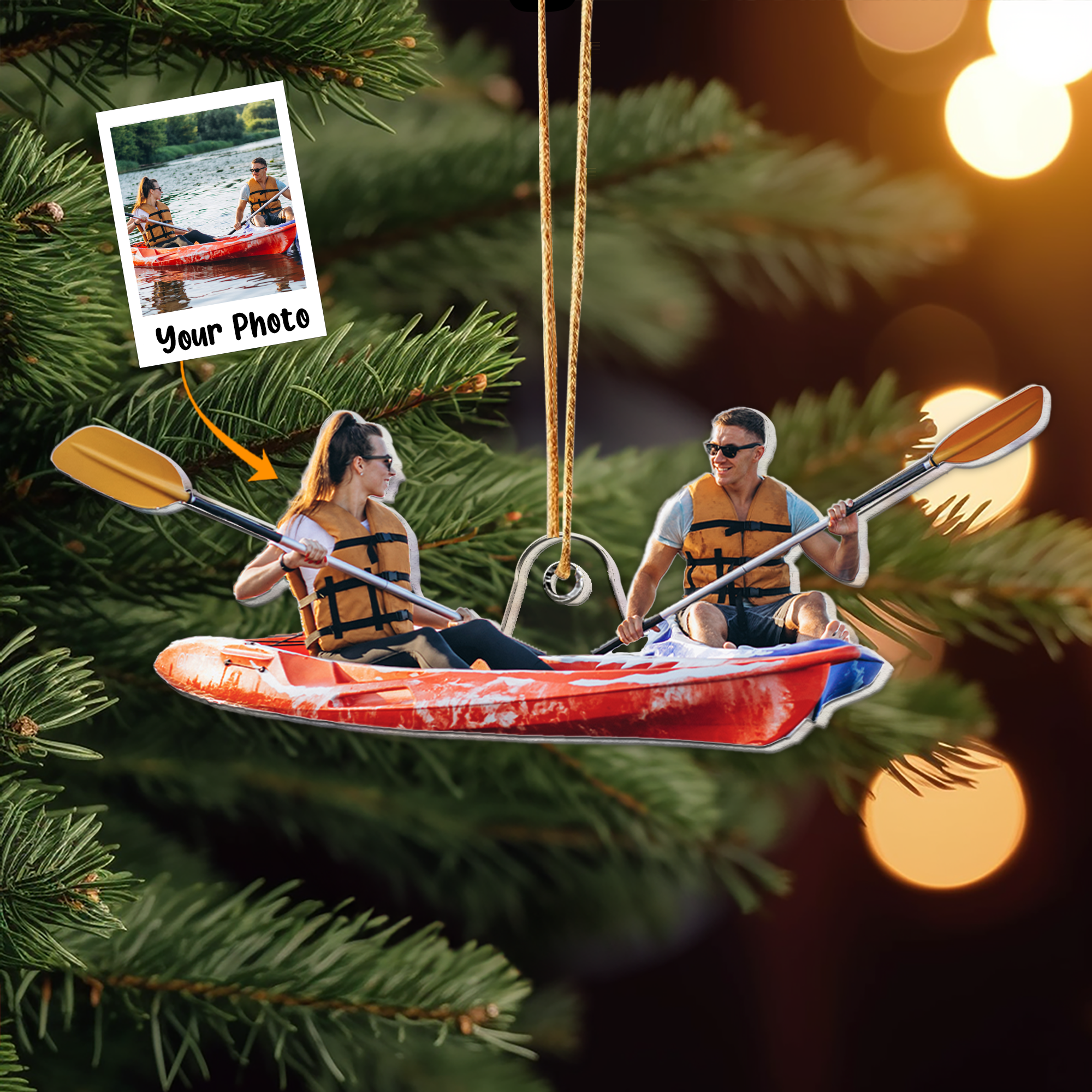 Go Kayak Go - Personalized Acrylic Photo Ornament ORN0810