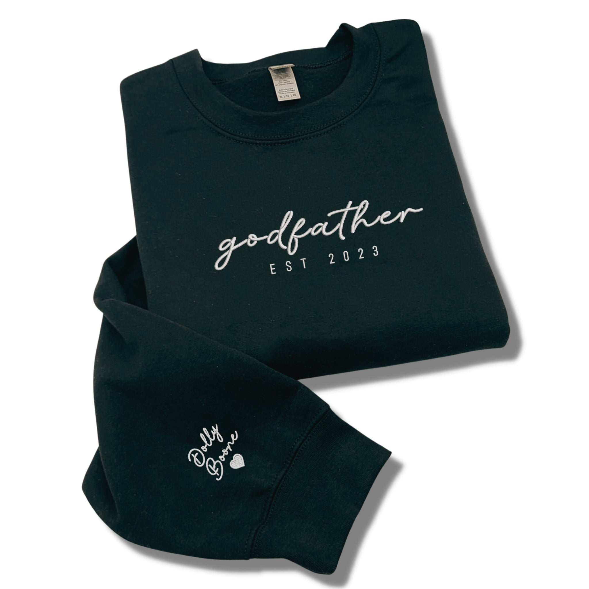 Personalized Hoodies for Dads, Godfather Hoodie or Sweatshirt with Name of Child, Dad EST 2024 Crewneck embroidered em4