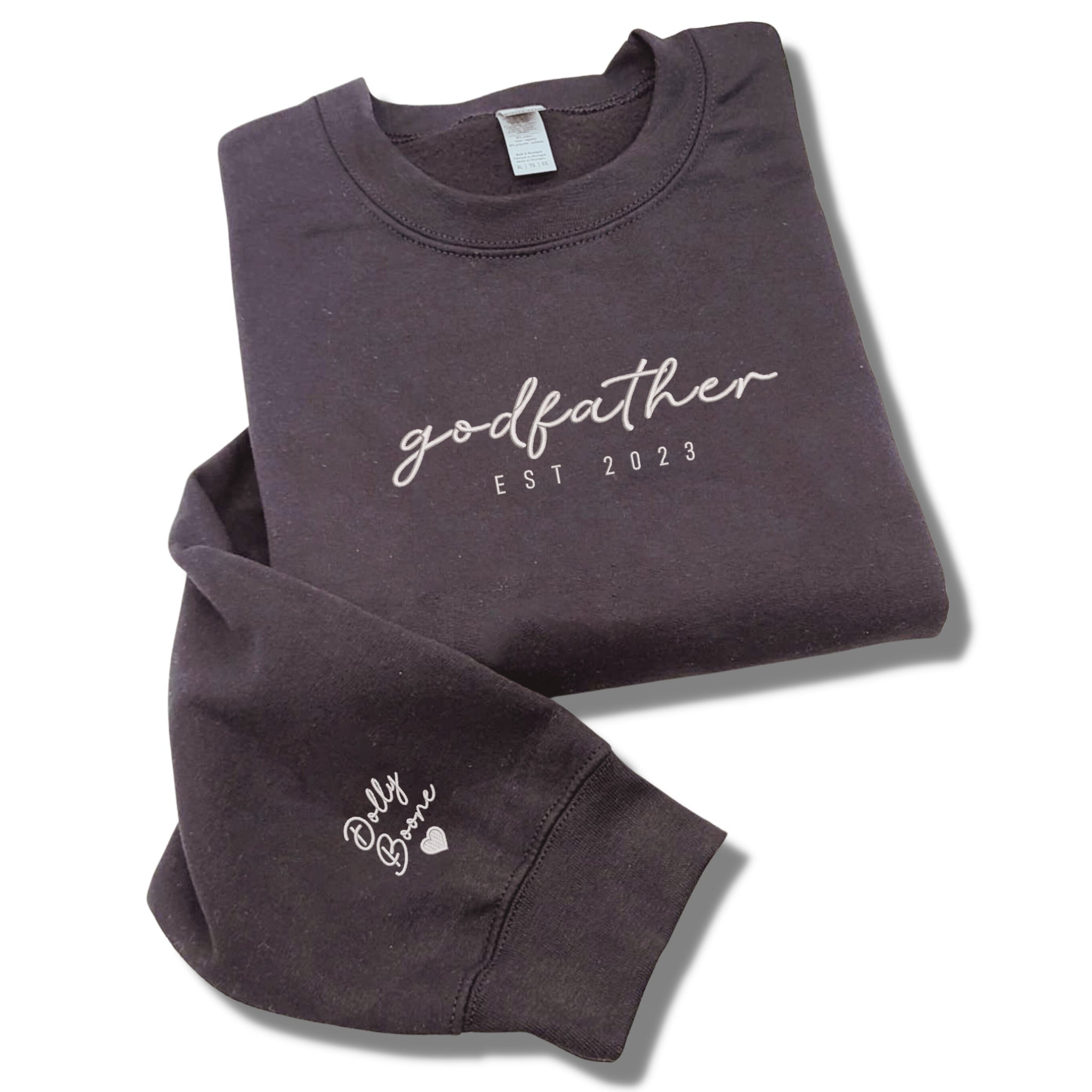 Personalized Hoodies for Dads, Godfather Hoodie or Sweatshirt with Name of Child, Dad EST 2024 Crewneck embroidered em4