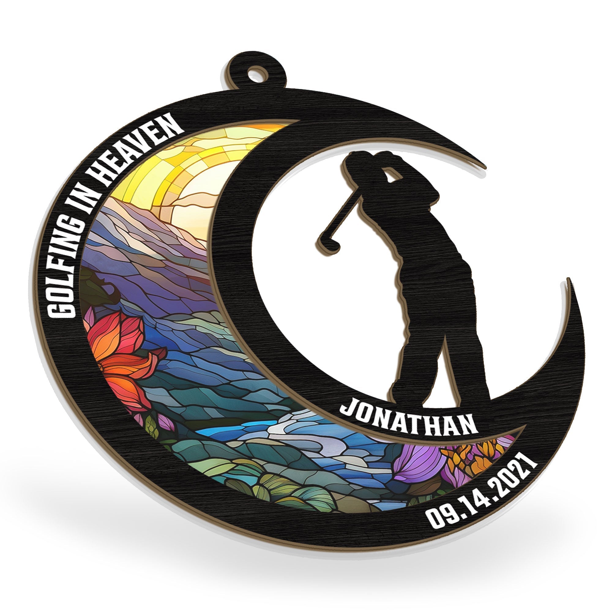 Golfing In Heaven - Personalized Suncatcher Ornament ORN0810