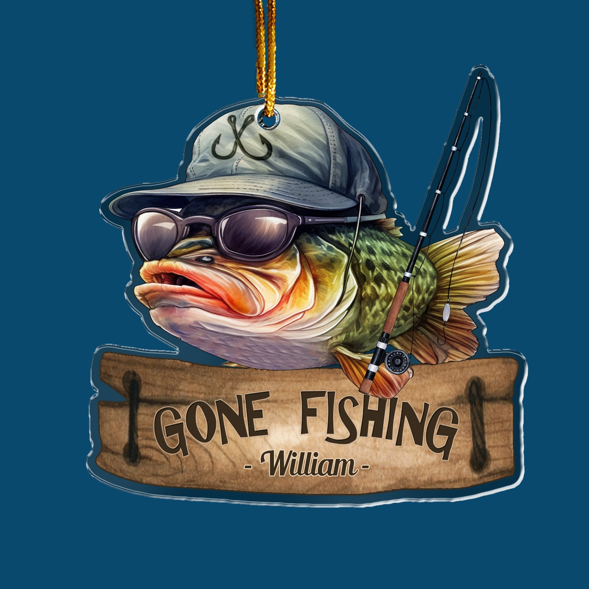 Gone Fishing Fishing Bass Fish Fisherman - Personalized Acrylic Ornament ORNA1210