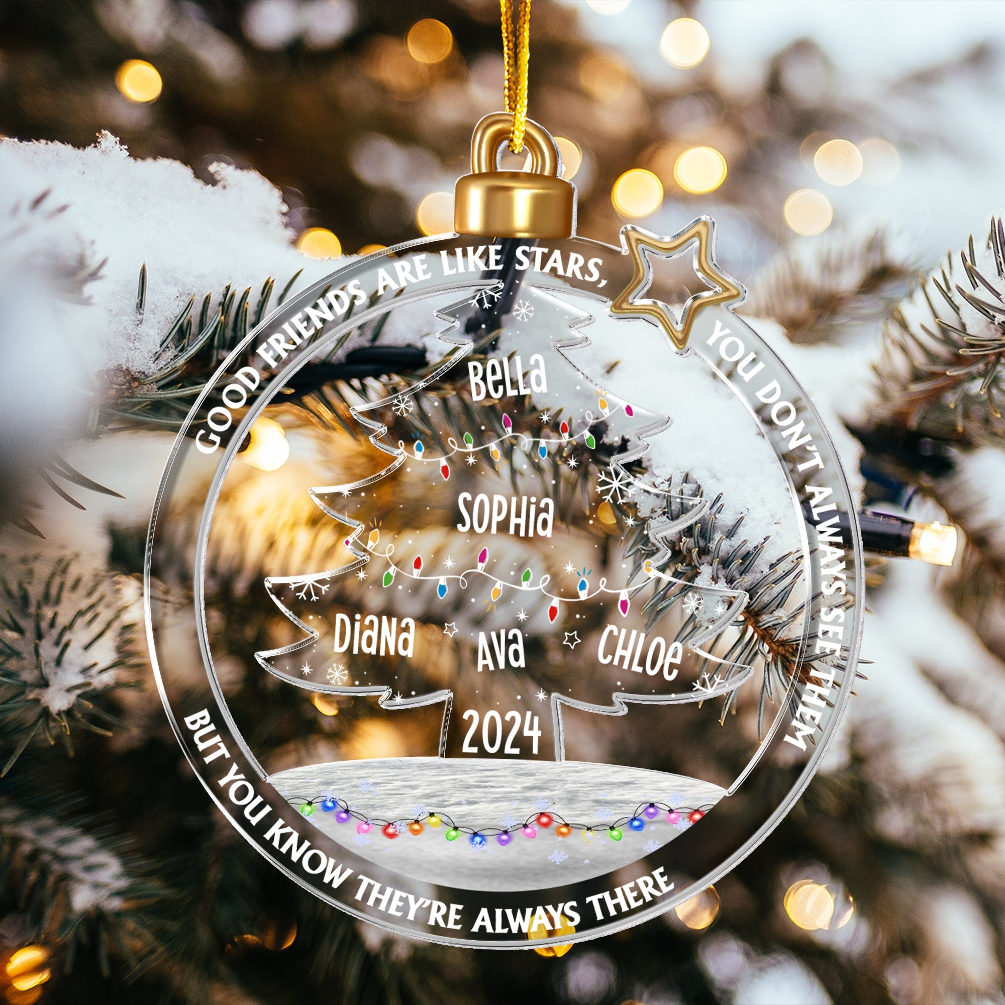 Good Friends Are Like Stars Christmas Tree Led Lights - Personalized Acrylic Ornament ORN0810