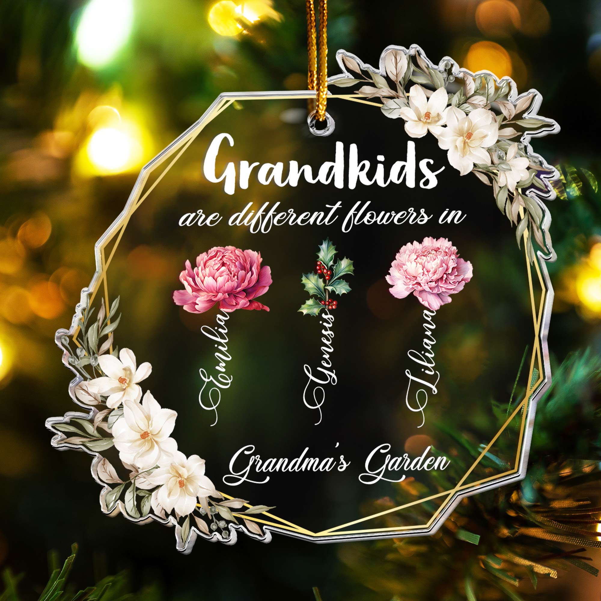 Grandkids Are Different Flowers - Personalized Acrylic Ornament ORNA1210