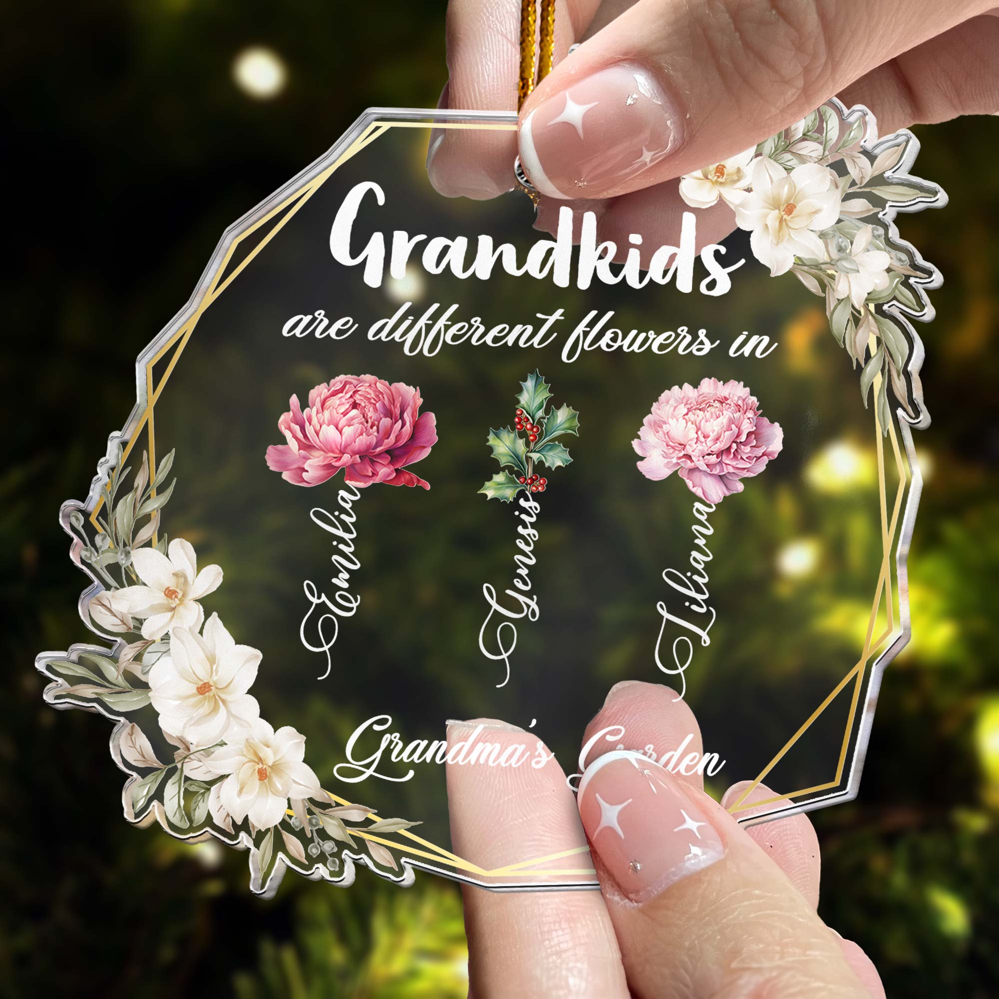 Grandkids Are Different Flowers - Personalized Acrylic Ornament ORNA1210