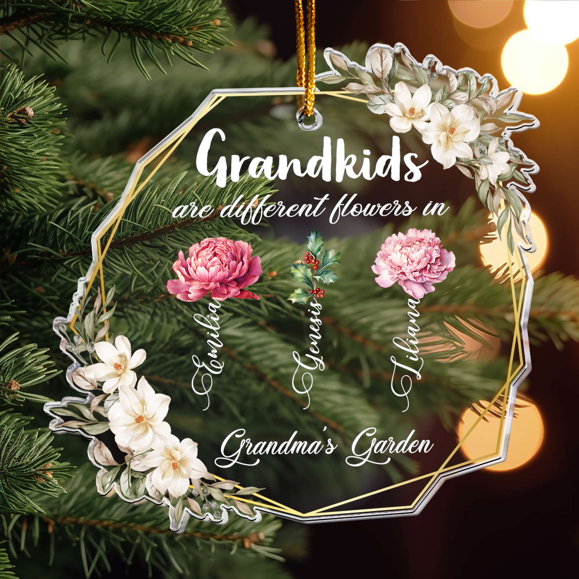 Grandkids Are Different Flowers - Personalized Acrylic Ornament ORNA1210
