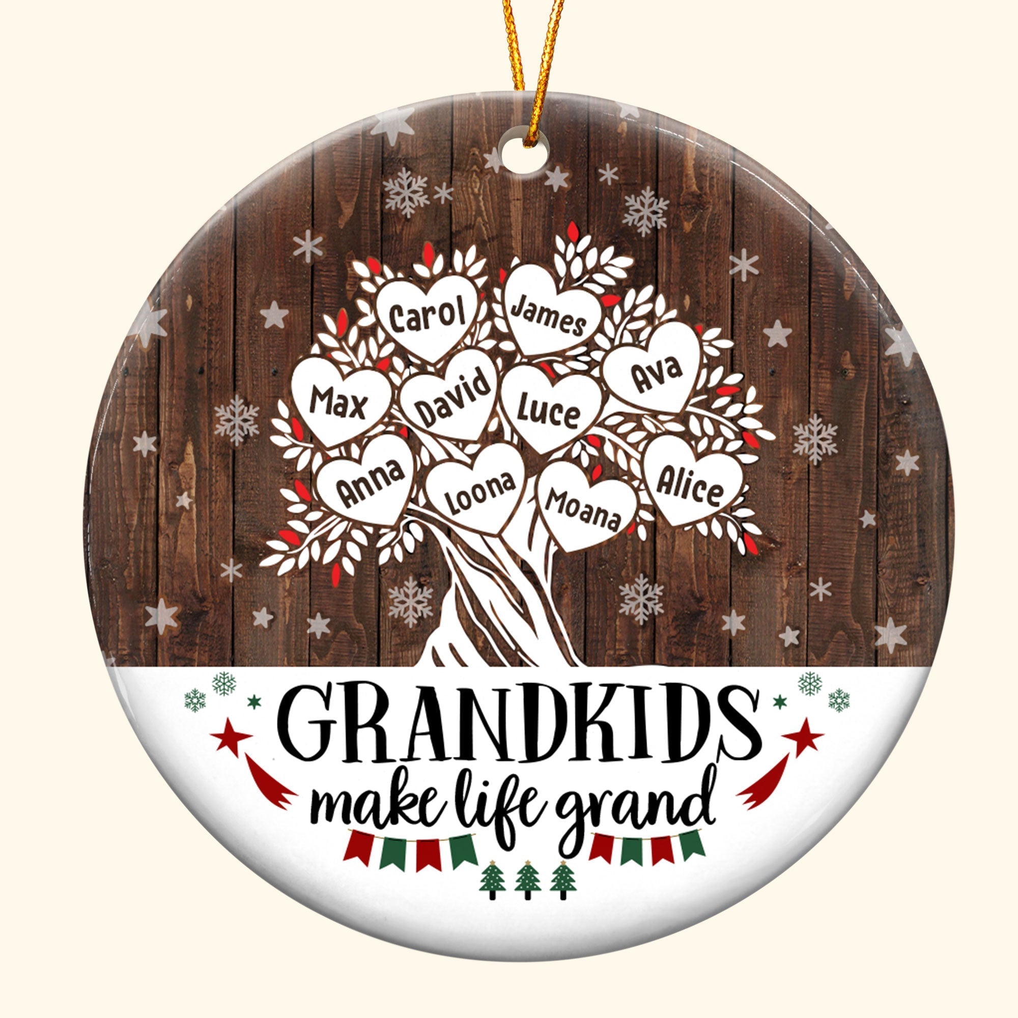 Grandkids Make Life Grand - Personalized Ceramic Ornament - Christmas Gift For Grandma ORN0810