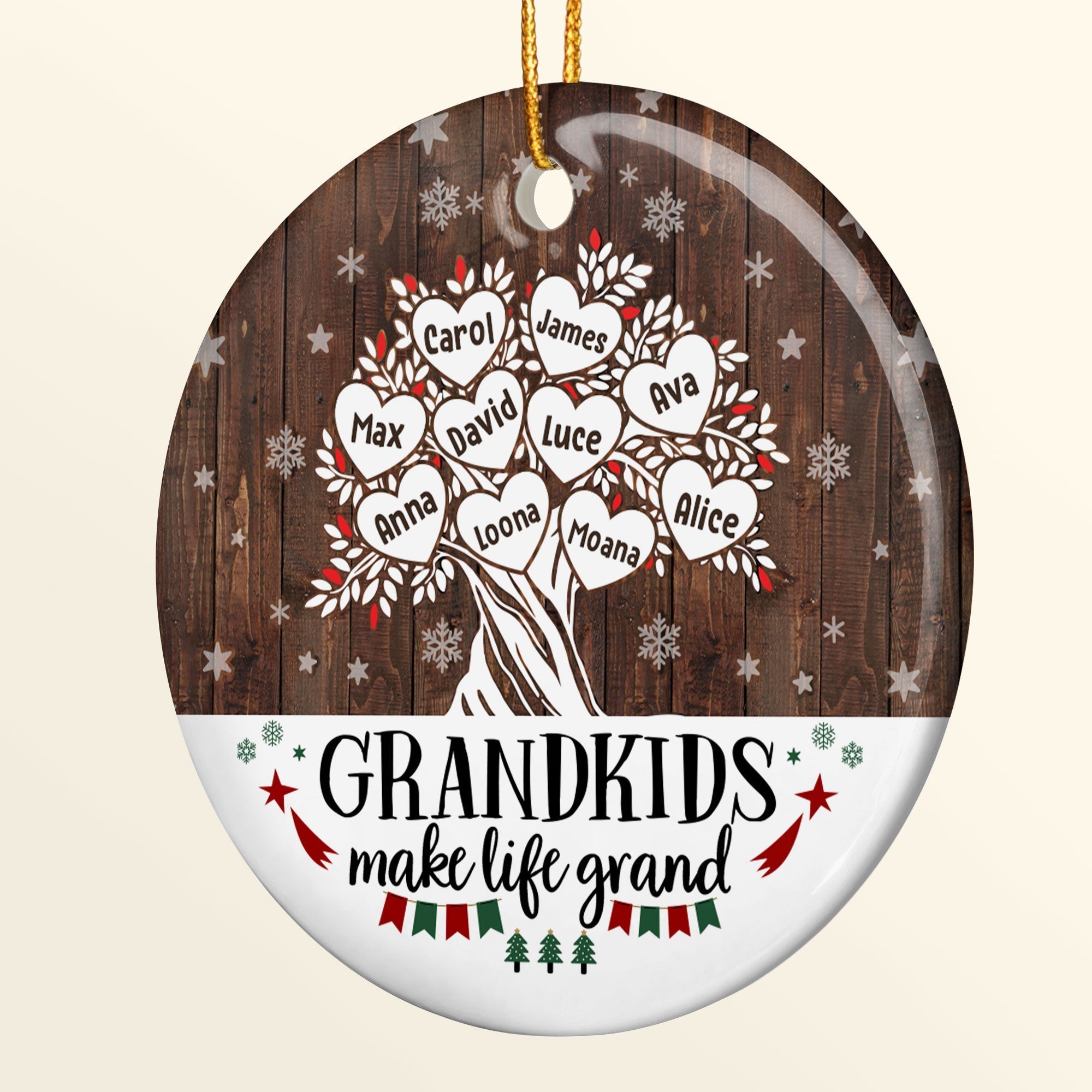 Grandkids Make Life Grand - Personalized Ceramic Ornament - Christmas Gift For Grandma ORN0810