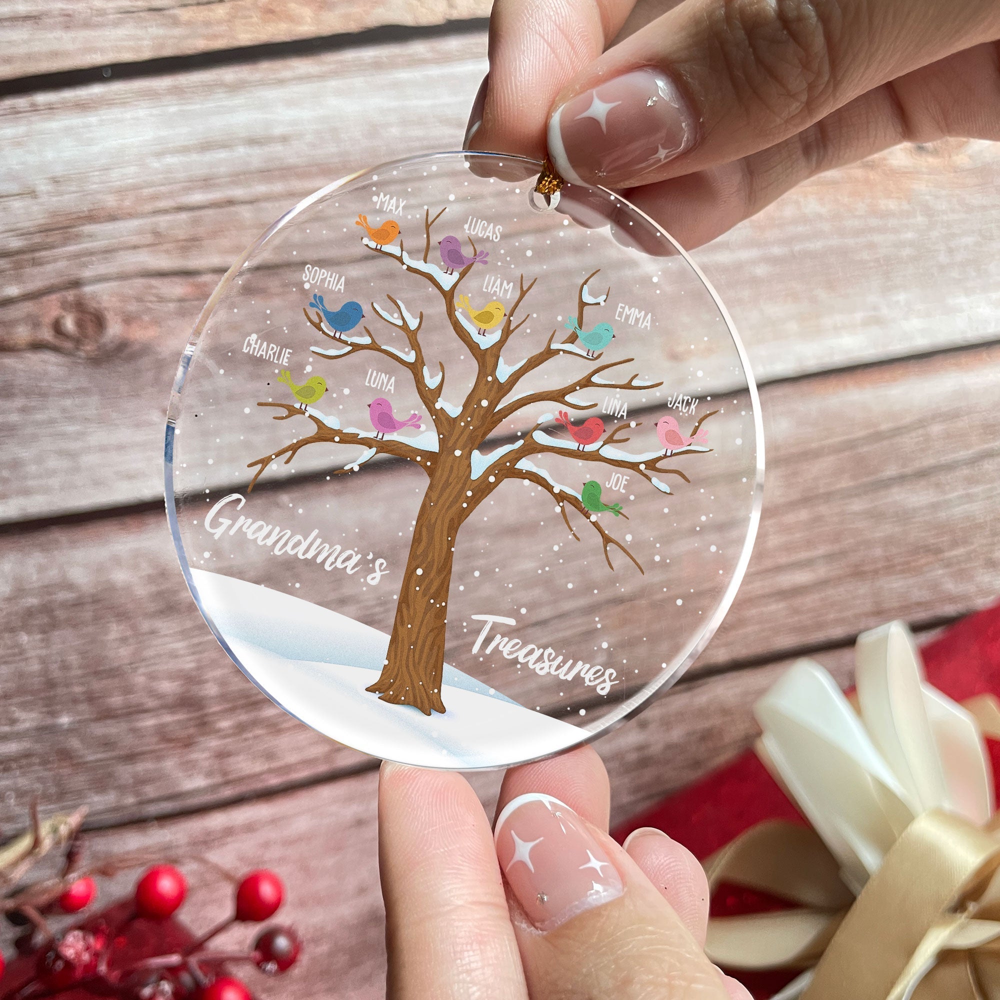 Grandma's Treasures - Personalized Circle Acrylic Ornament 1 ORN0810