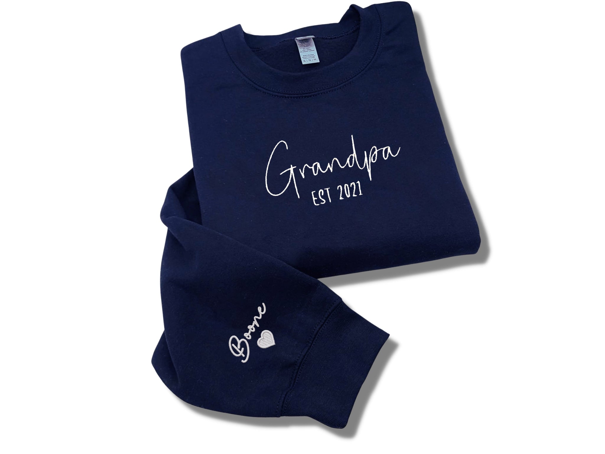 Grandpa Sweatshirt, Custom Grandpa EST Crewneck Embroidered with Kid Name, Grandpa Hoodie em4
