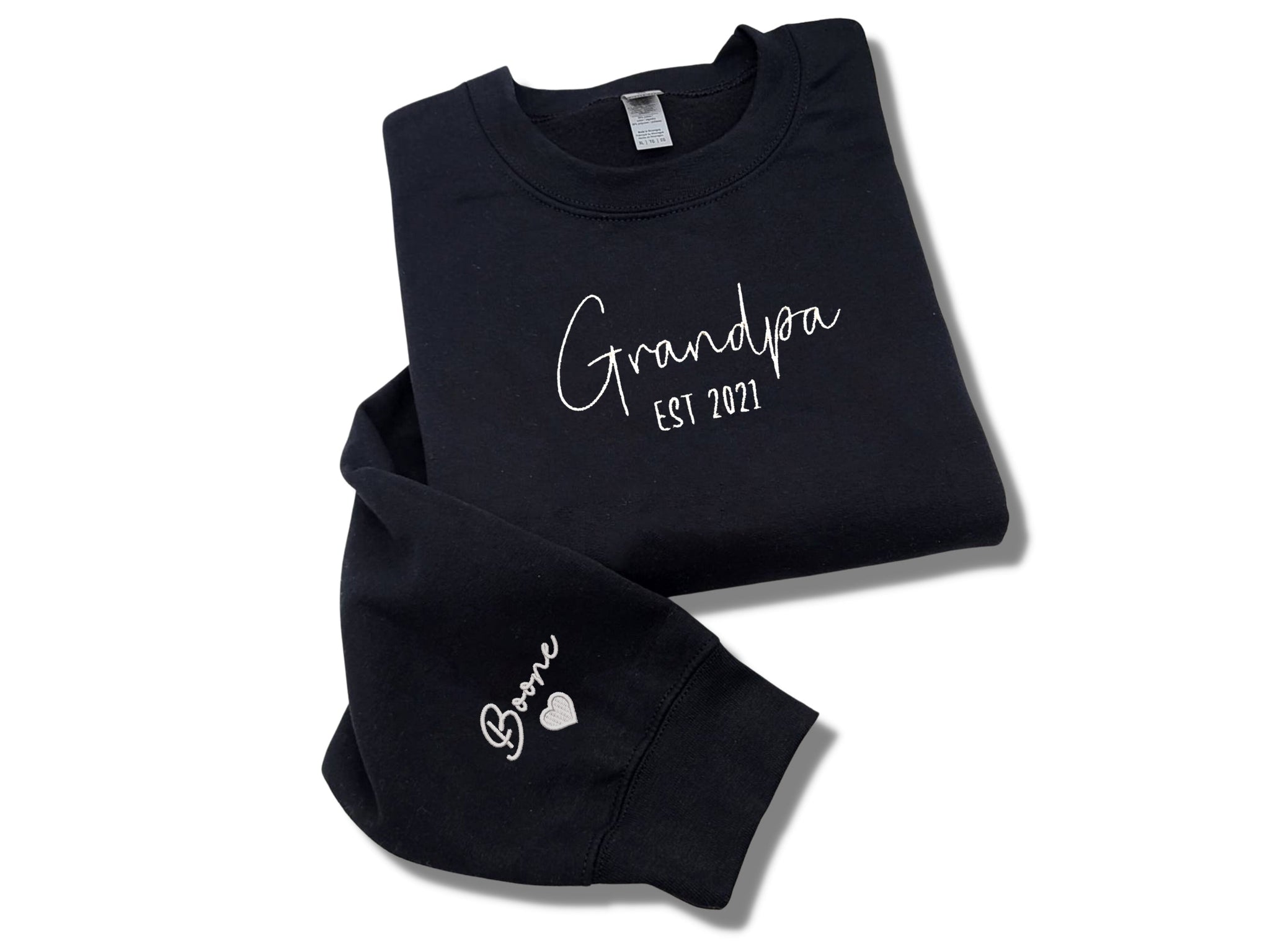 Grandpa Sweatshirt, Custom Grandpa EST Crewneck Embroidered with Kid Name, Grandpa Hoodie em4