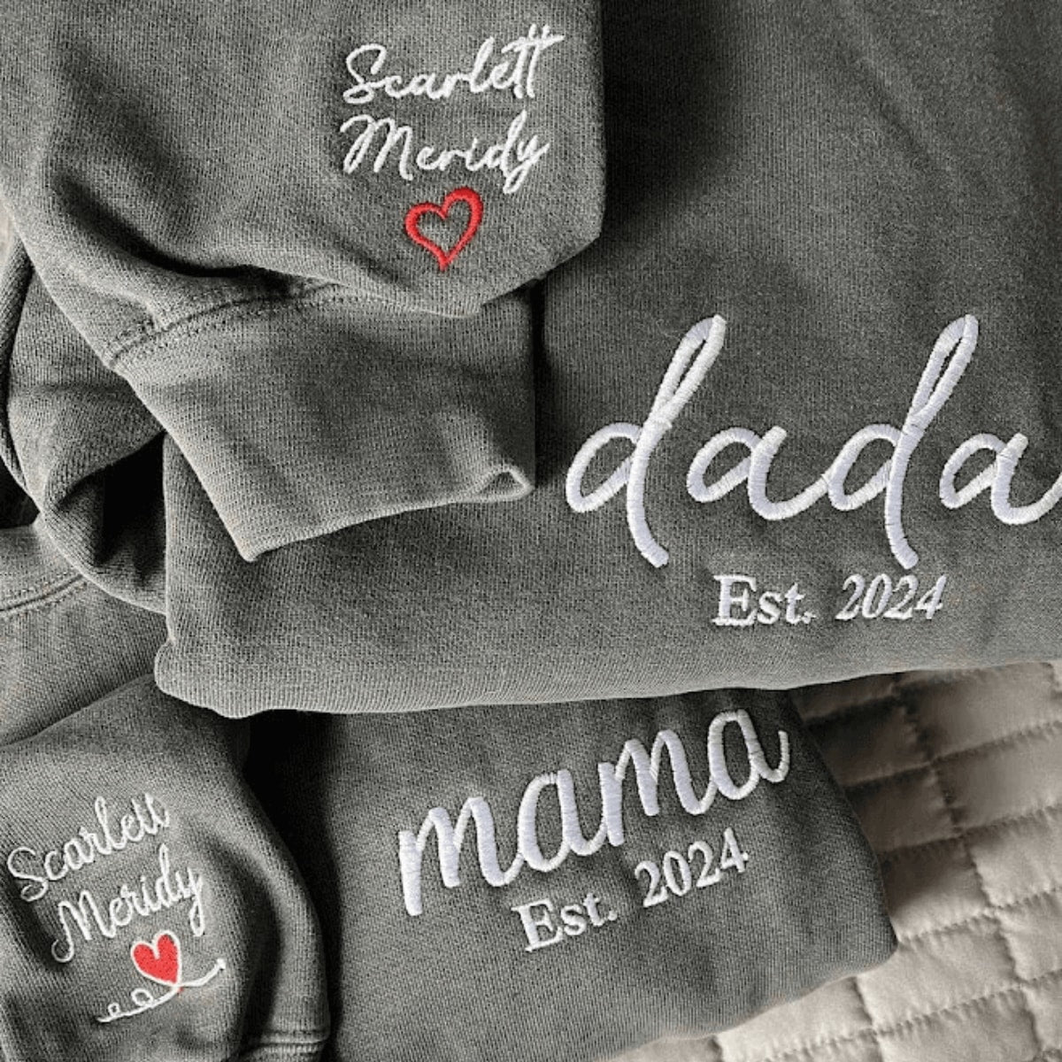 Personalized Grandpa Sweatshirt Embroidered, Grandpa EST Crewneck with Kid Name, Father's Day Gift Idea em4