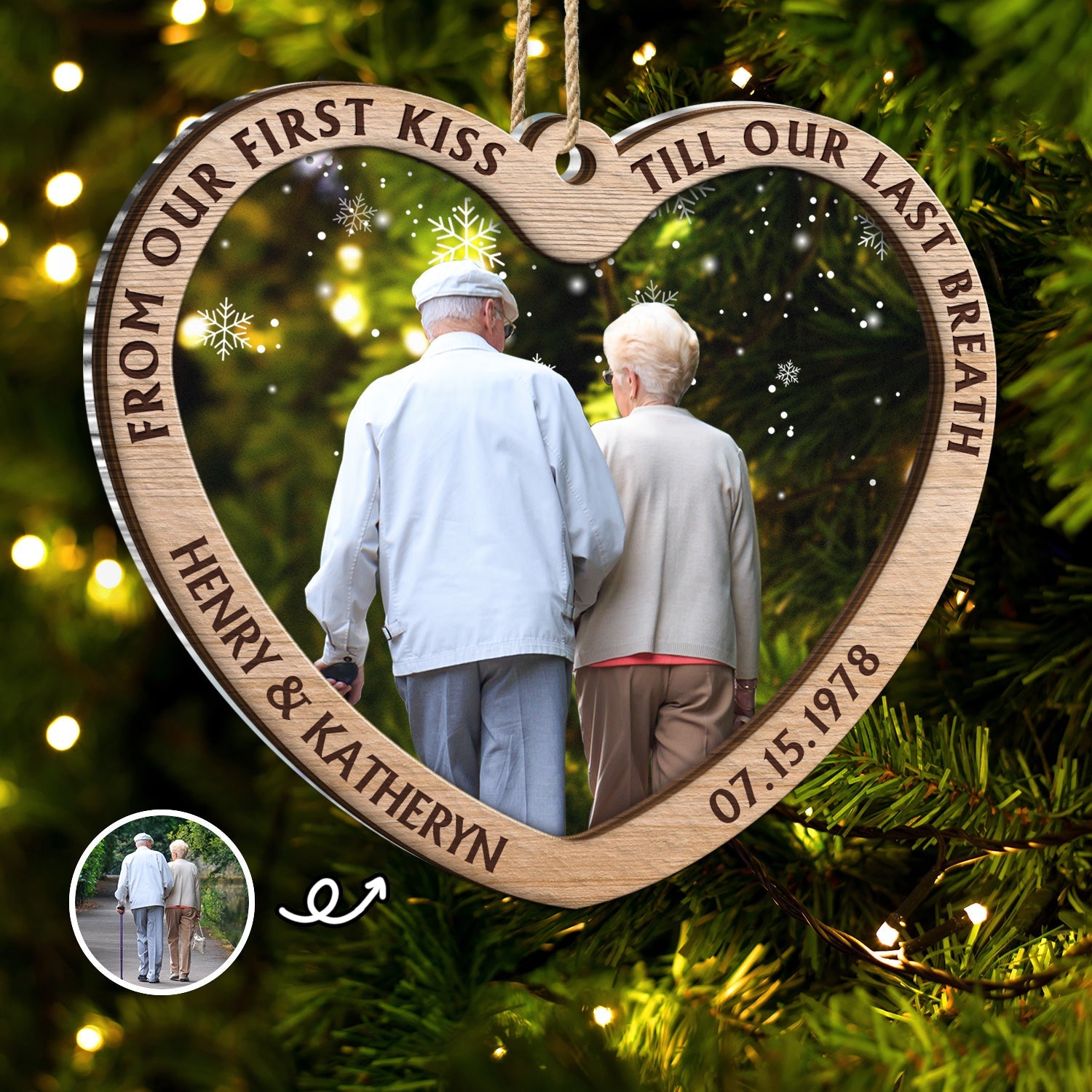 Custom Photo From Our First Kiss Till Our Last Breath - Christmas Gift For Couples - Personalized 2-Layered Mix Ornament ORNA1210