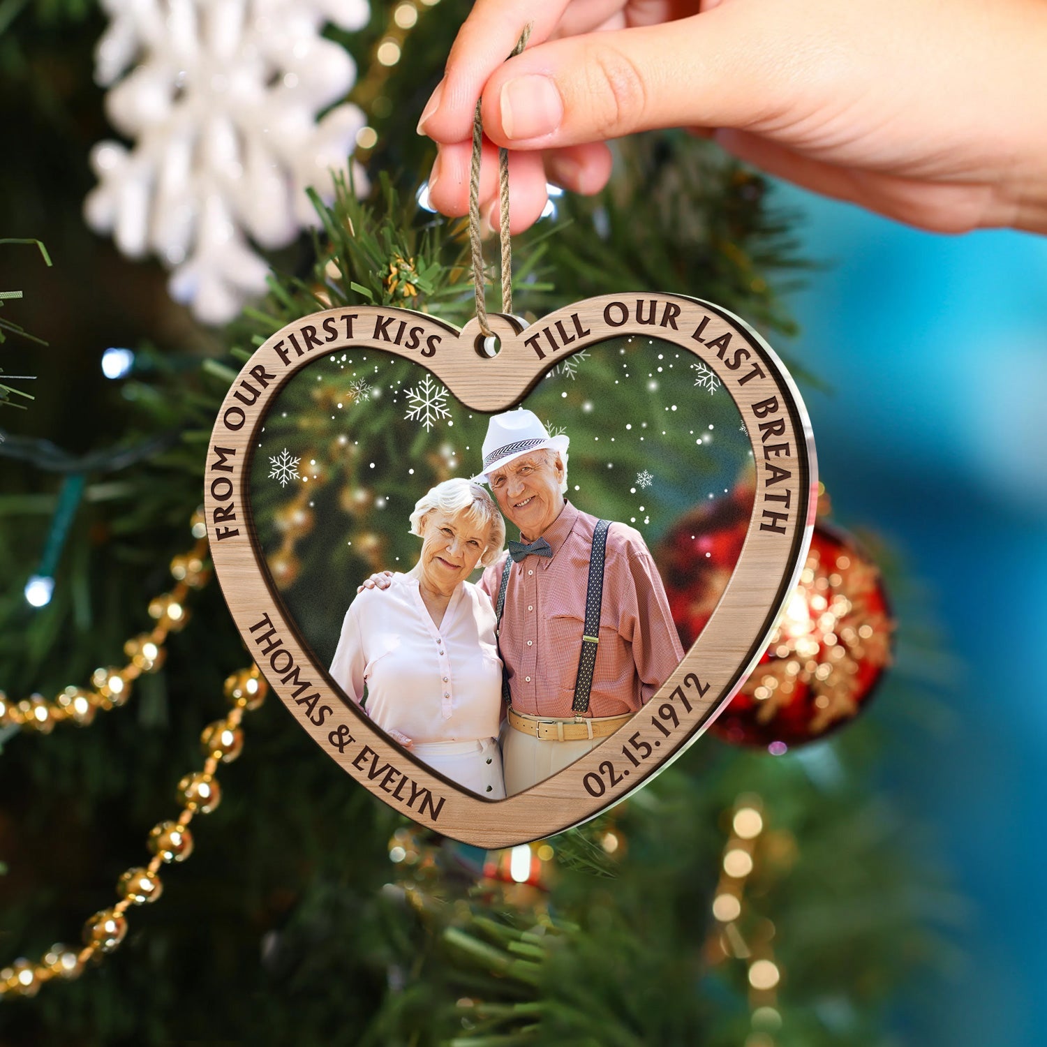 Custom Photo From Our First Kiss Till Our Last Breath - Christmas Gift For Couples - Personalized 2-Layered Mix Ornament ORNA1210