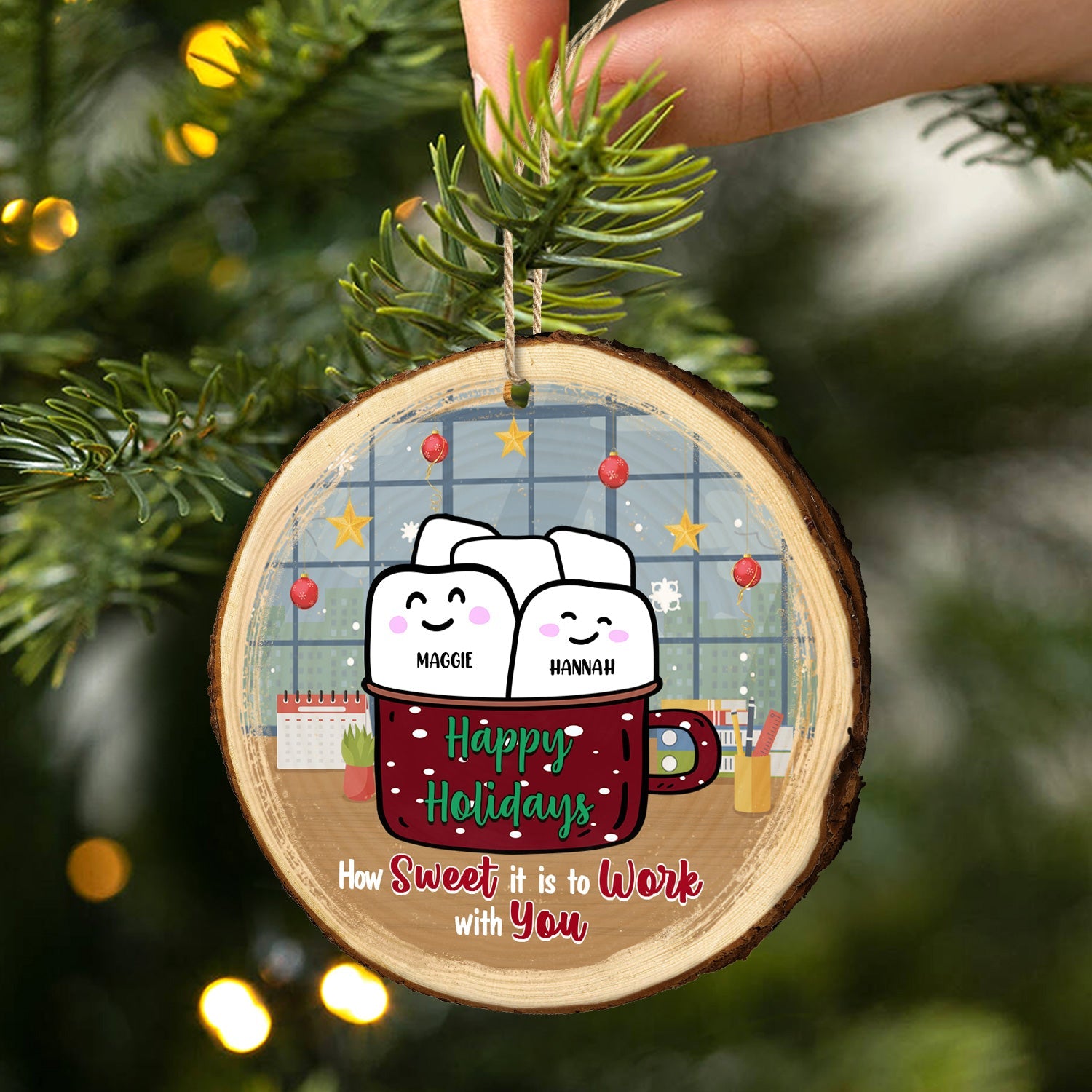 How Sweet To Work With You - Christmas Gift For Co-worker - Personalized Wood Slice Ornament ORNA1210