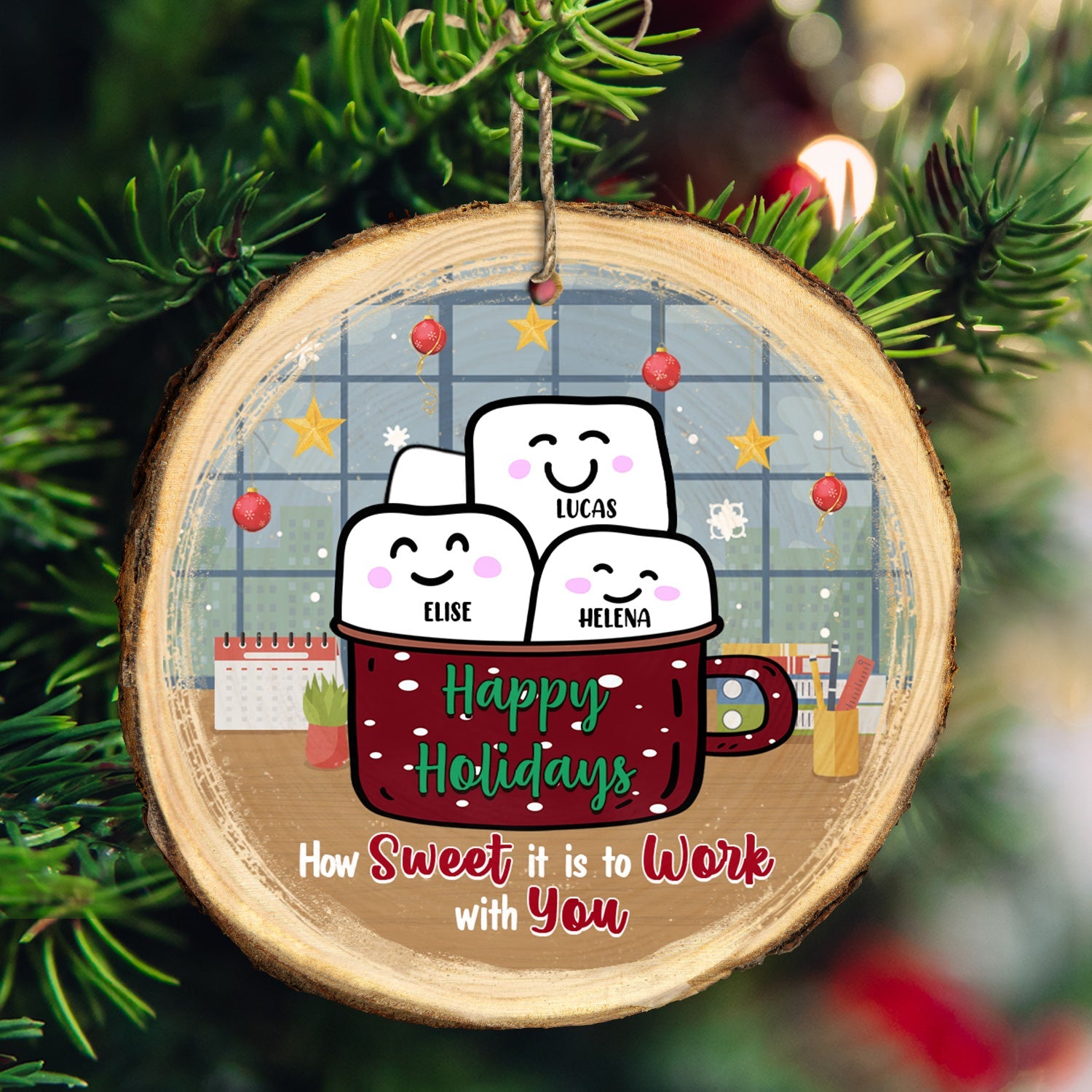 How Sweet To Work With You - Christmas Gift For Co-worker - Personalized Wood Slice Ornament ORNA1210
