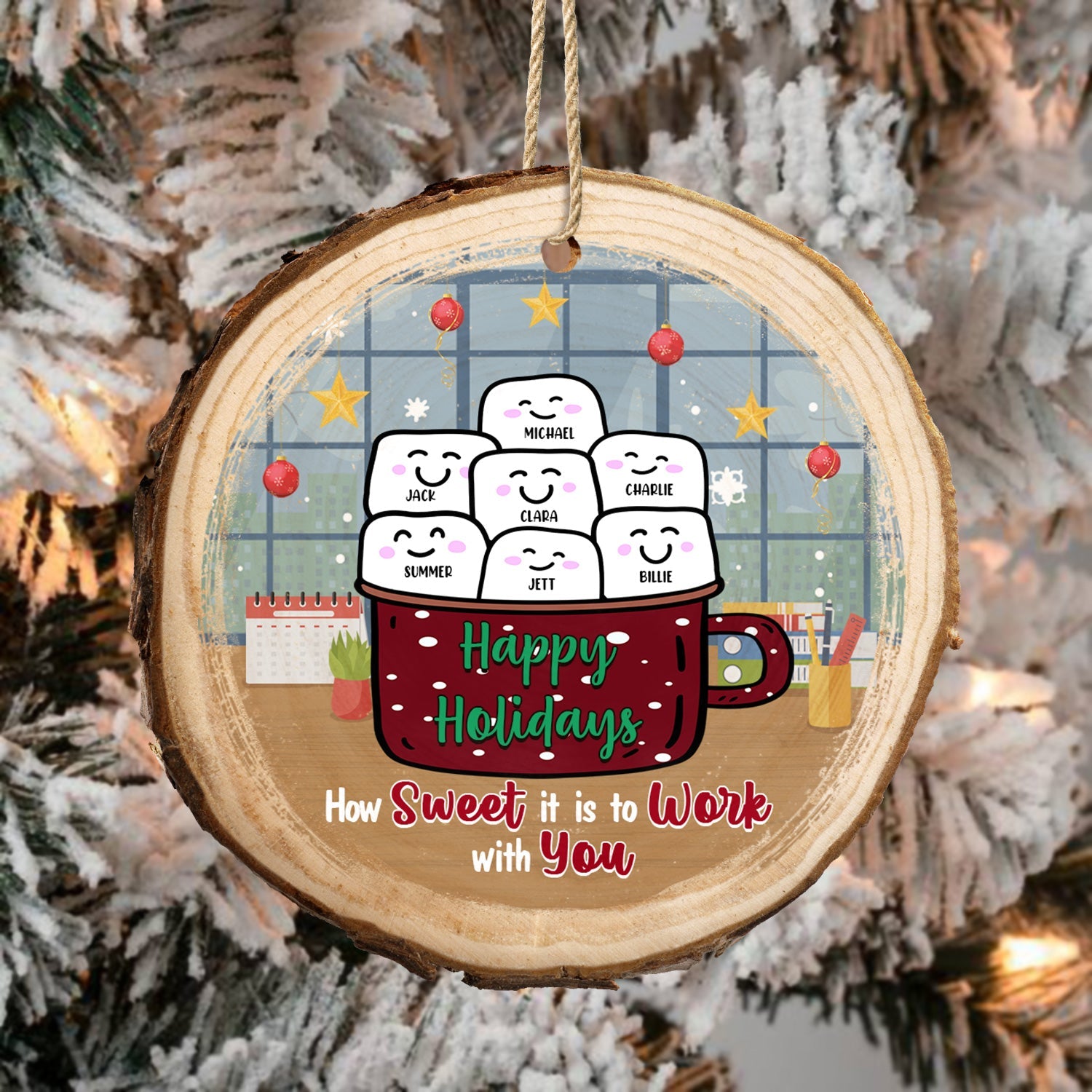 How Sweet To Work With You - Christmas Gift For Co-worker - Personalized Wood Slice Ornament ORNA1210