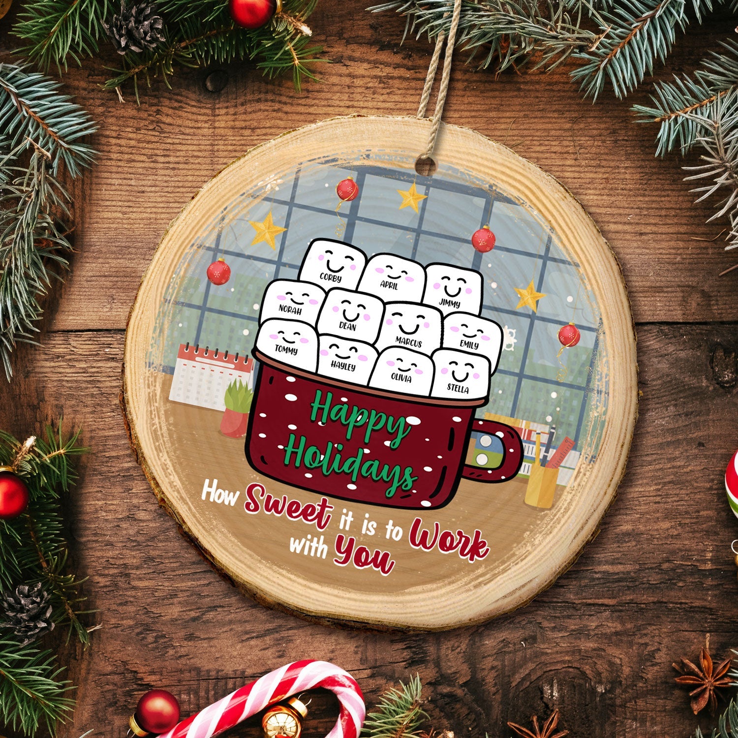 How Sweet To Work With You - Christmas Gift For Co-worker - Personalized Wood Slice Ornament ORNA1210