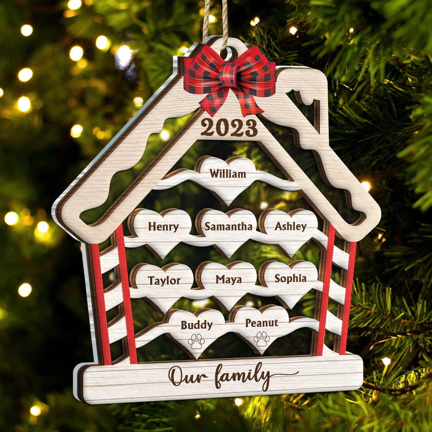 Wood Family - Christmas Gift For Family - Personalized 2-Layered Mix Ornament ORNA1210