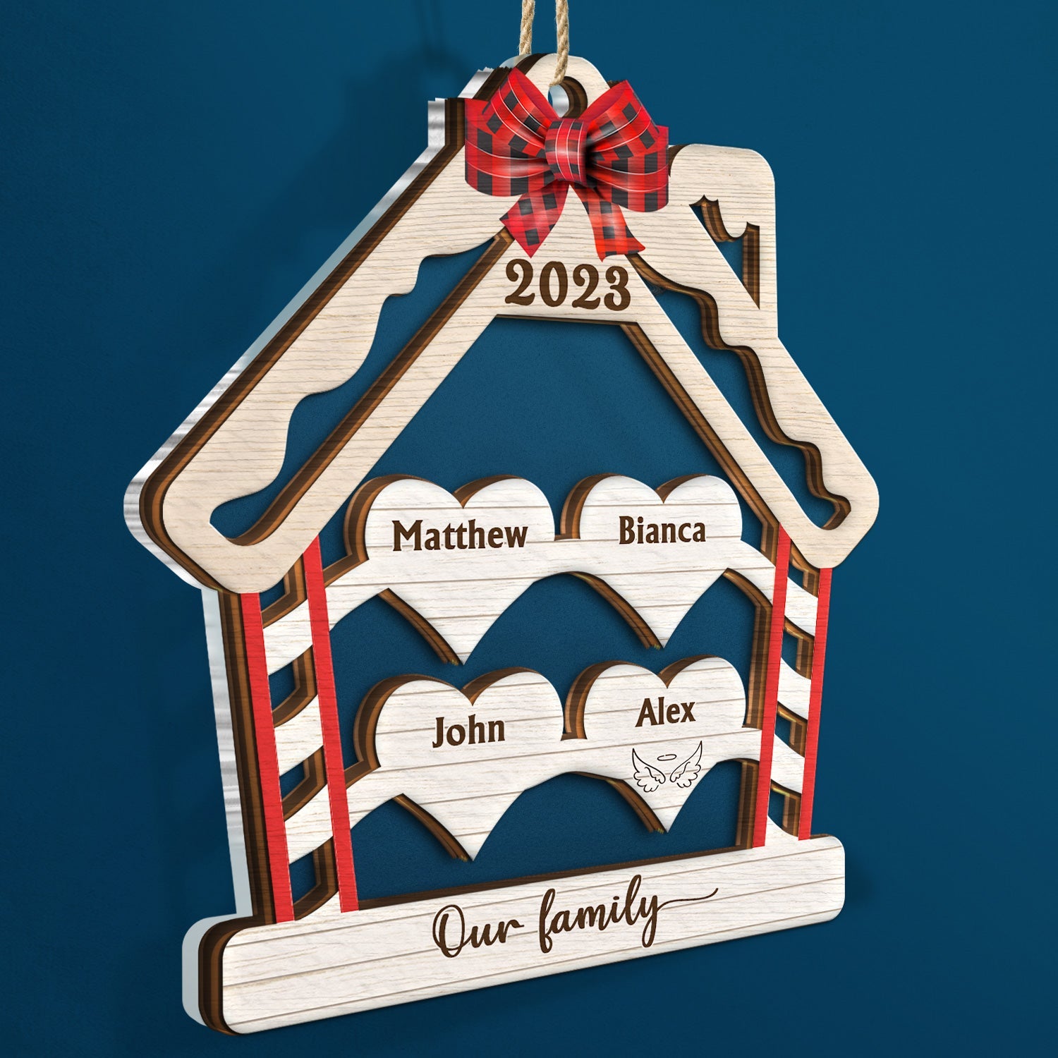 Wood Family - Christmas Gift For Family - Personalized 2-Layered Mix Ornament ORNA1210