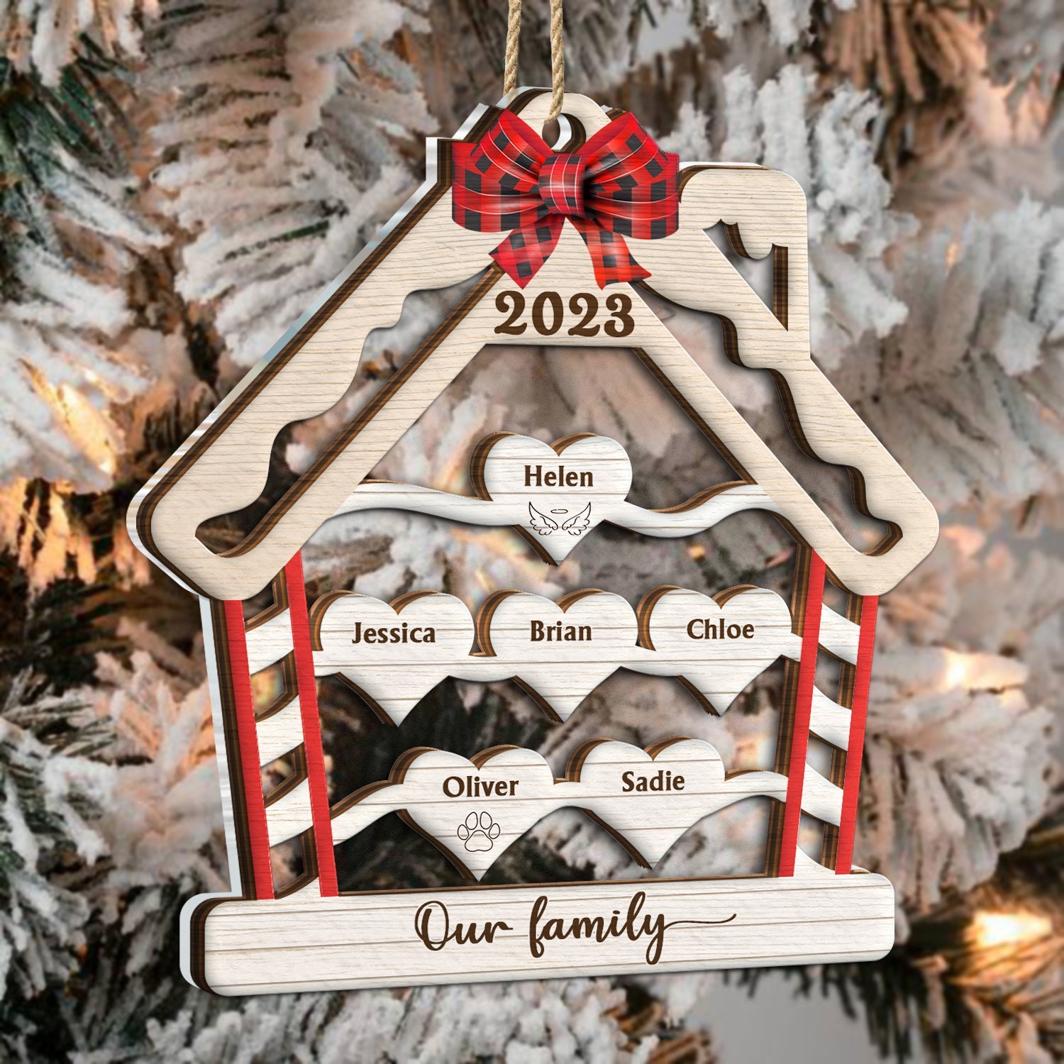 Wood Family - Christmas Gift For Family - Personalized 2-Layered Mix Ornament ORNA1210