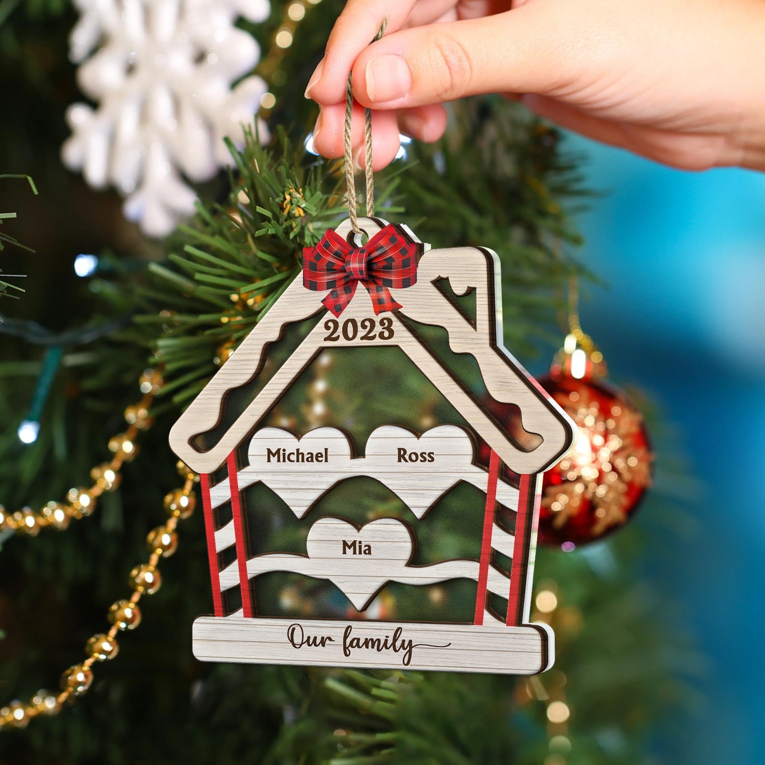 Wood Family - Christmas Gift For Family - Personalized 2-Layered Mix Ornament ORNA1210