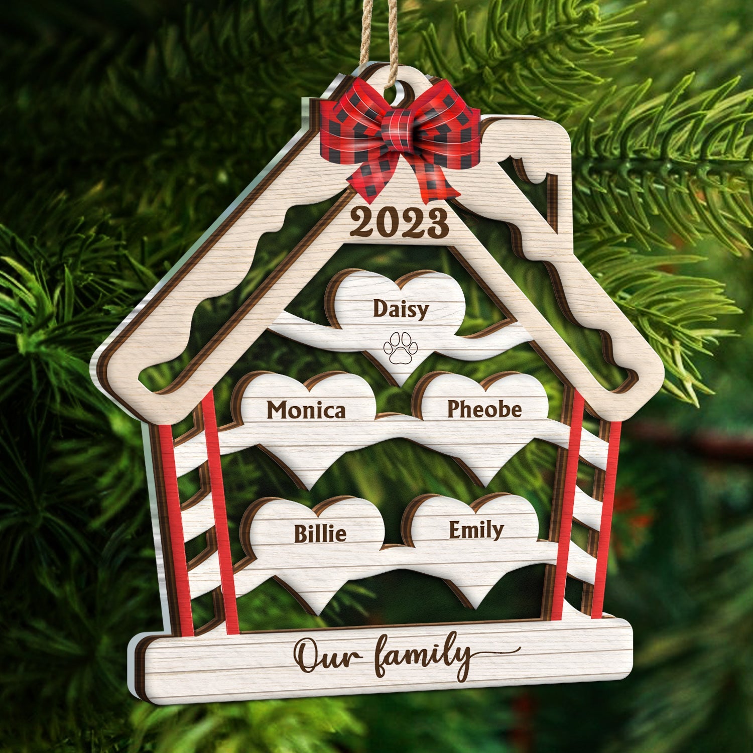 Wood Family - Christmas Gift For Family - Personalized 2-Layered Mix Ornament ORNA1210