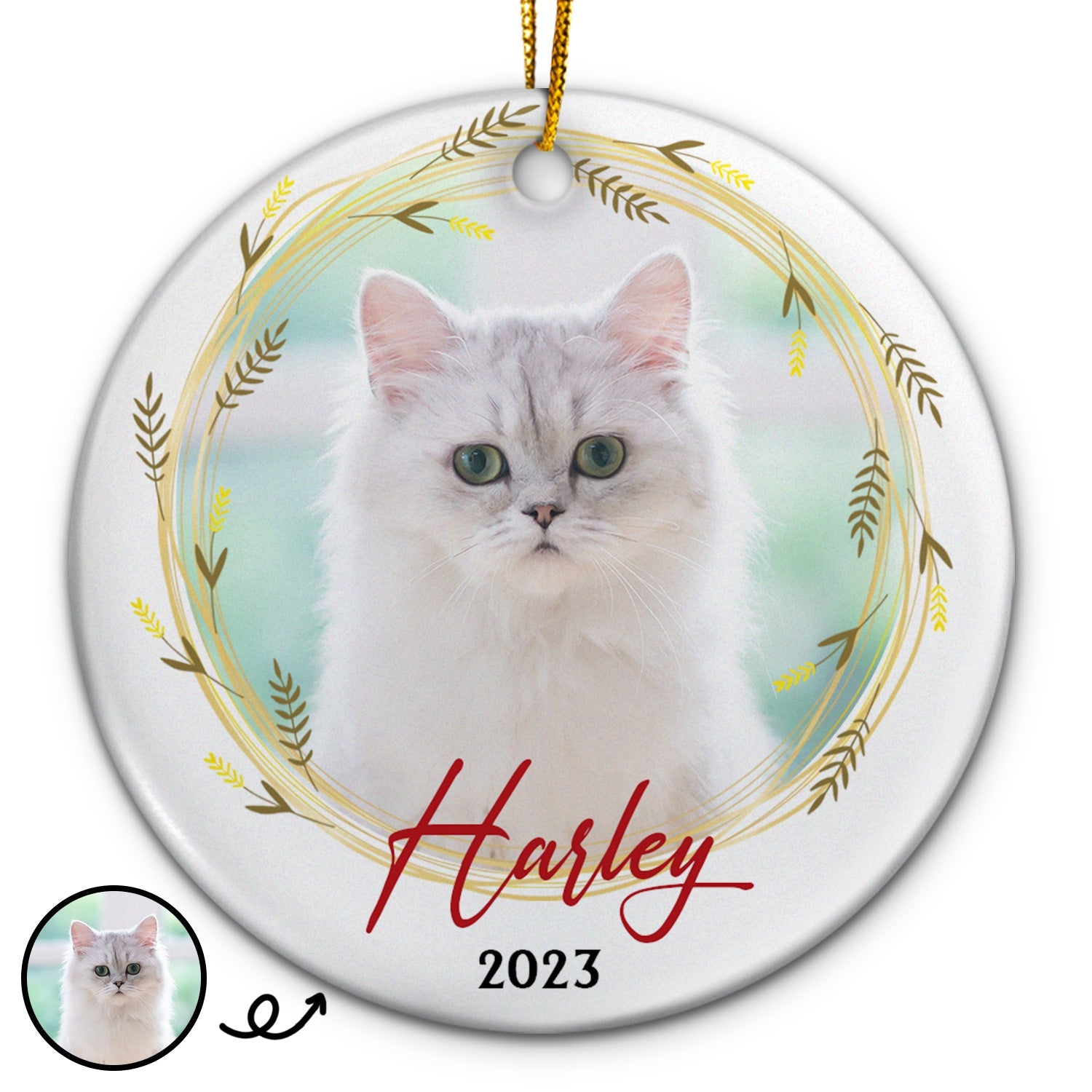 Custom Photo - Christmas Gift For Loved One - Personalized Circle Ceramic Ornament ORNA1210