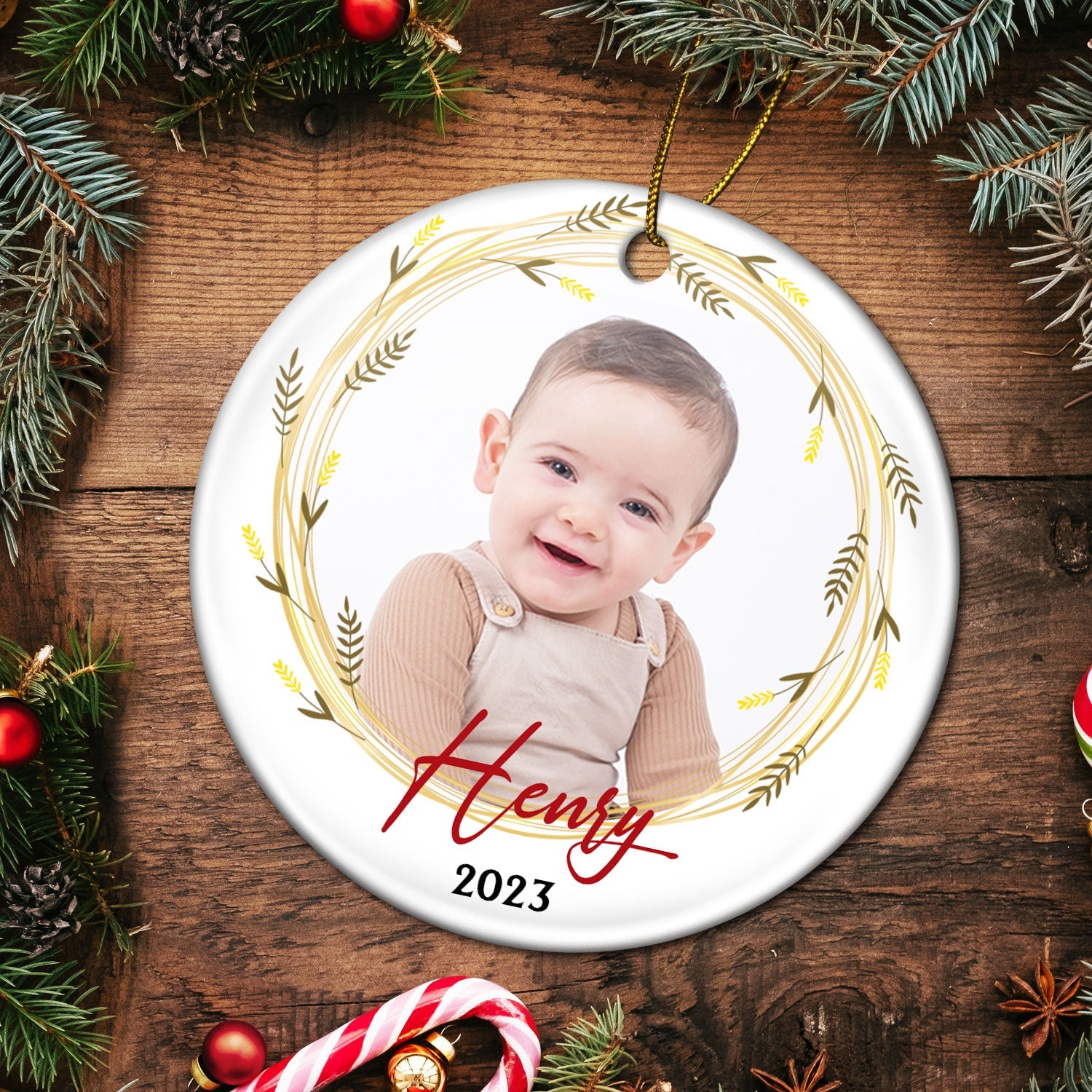 Custom Photo - Christmas Gift For Loved One - Personalized Circle Ceramic Ornament ORNA1210