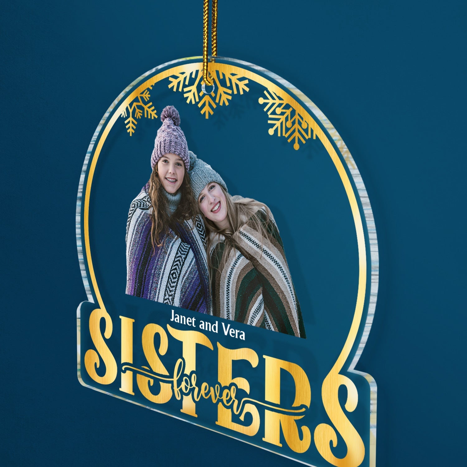 Custom Photo Stay Forever Snow Globe - Christmas Gift For Bestie, Sister, Sibling, Family - Personalized Custom Shaped Acrylic Ornament ORNA1210