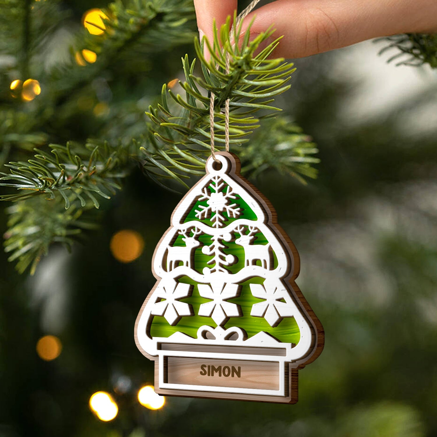 Christmas Presents Under The Tree - Gift For Family - Personalized 2-Layered Wooden Ornament ORNA1210