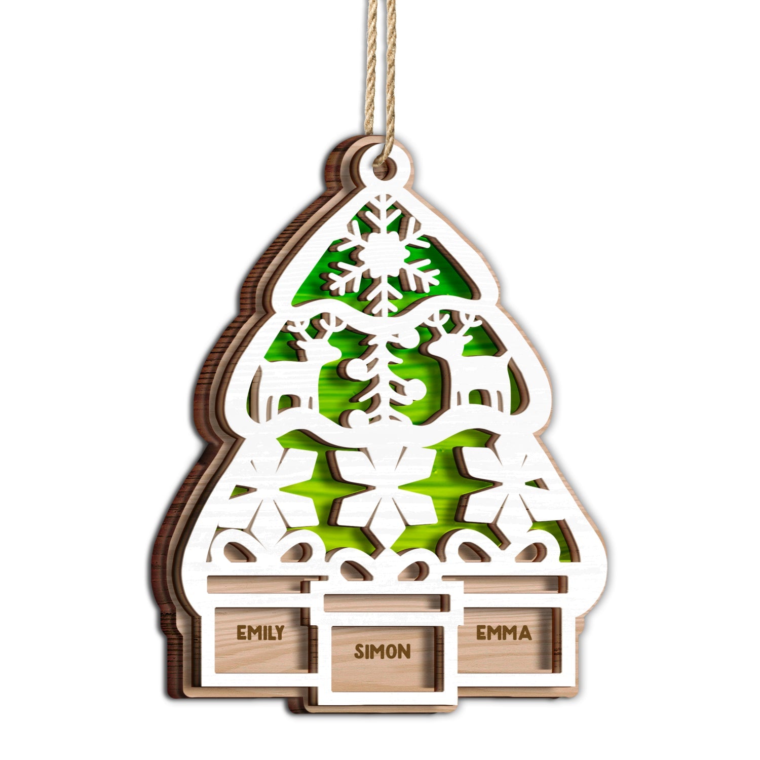 Christmas Presents Under The Tree - Gift For Family - Personalized 2-Layered Wooden Ornament ORNA1210