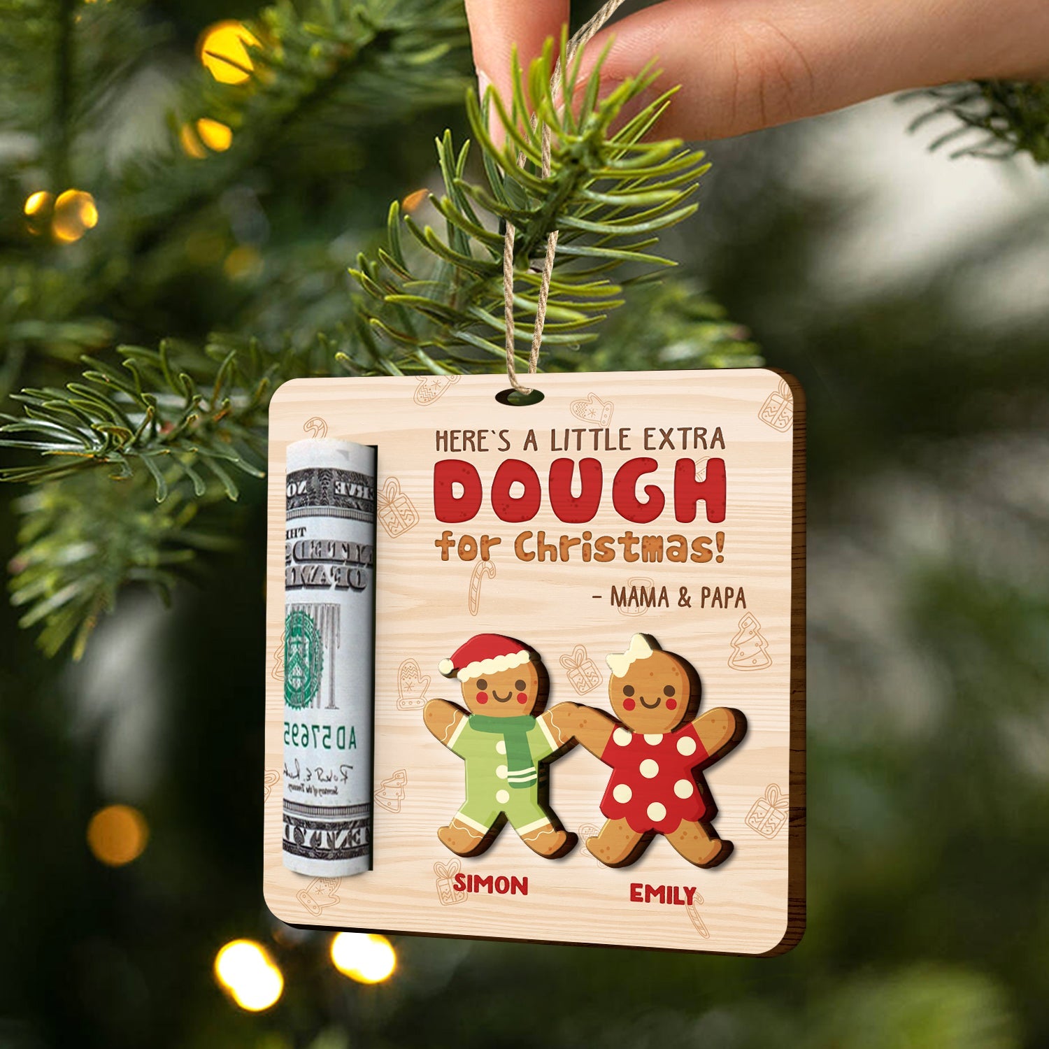 Little Extra Dough - Christmas Gift For Kids - Personalized 2-Layered Wooden Ornament, Money Holder Ornament ORNA1210