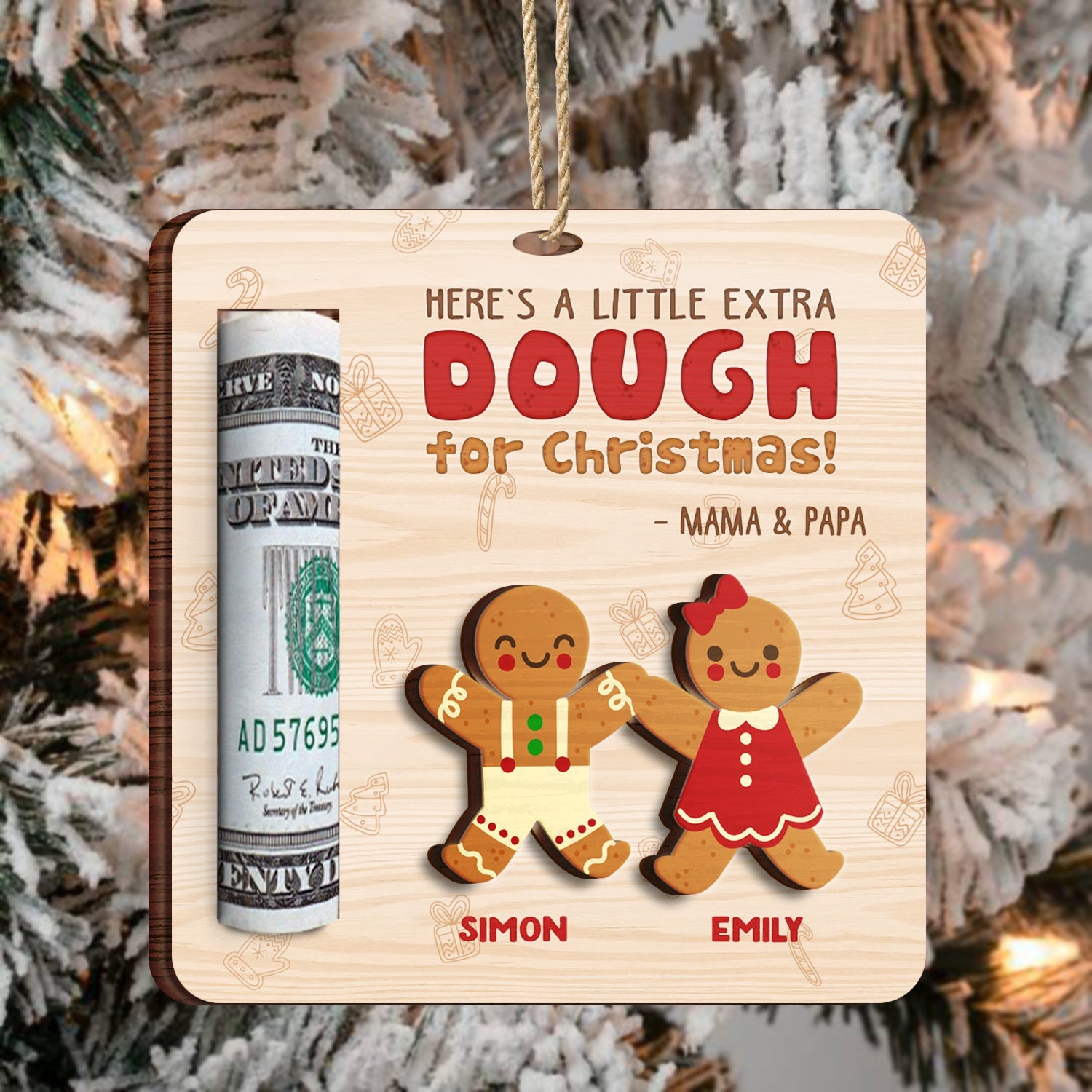 Little Extra Dough - Christmas Gift For Kids - Personalized 2-Layered Wooden Ornament, Money Holder Ornament ORNA1210