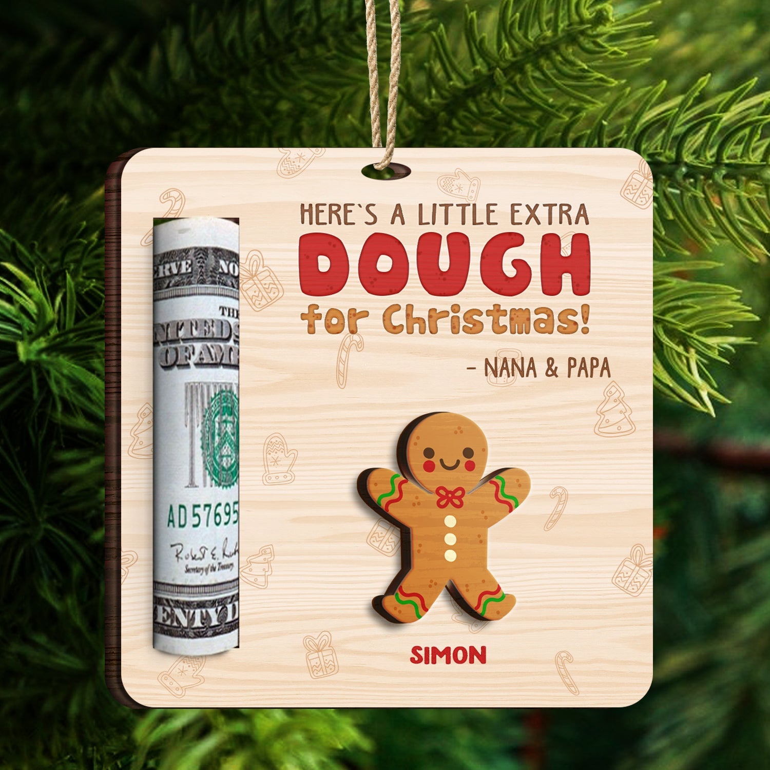 Little Extra Dough - Christmas Gift For Kids - Personalized 2-Layered Wooden Ornament, Money Holder Ornament ORNA1210