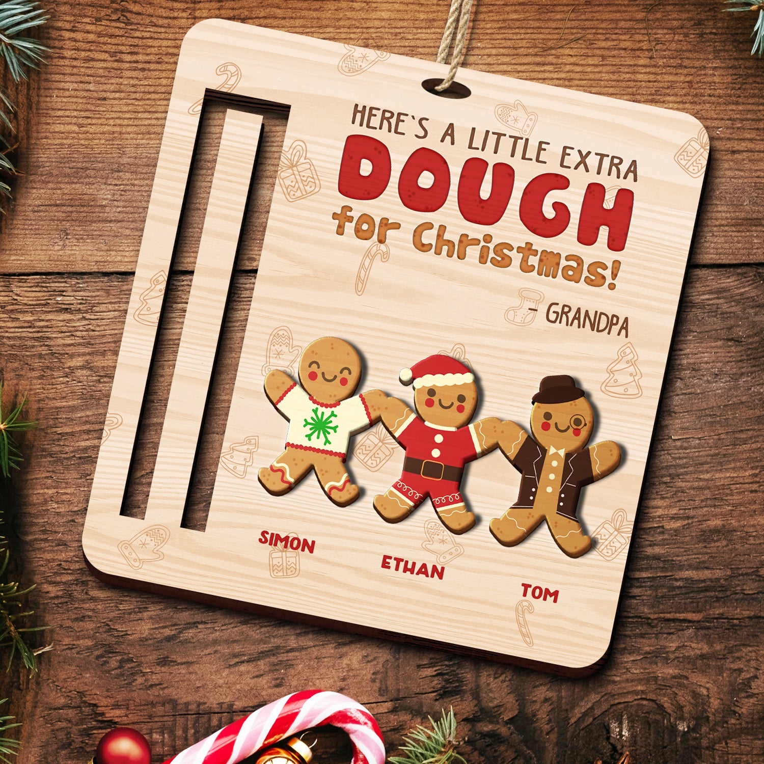 Little Extra Dough - Christmas Gift For Kids - Personalized 2-Layered Wooden Ornament, Money Holder Ornament ORNA1210