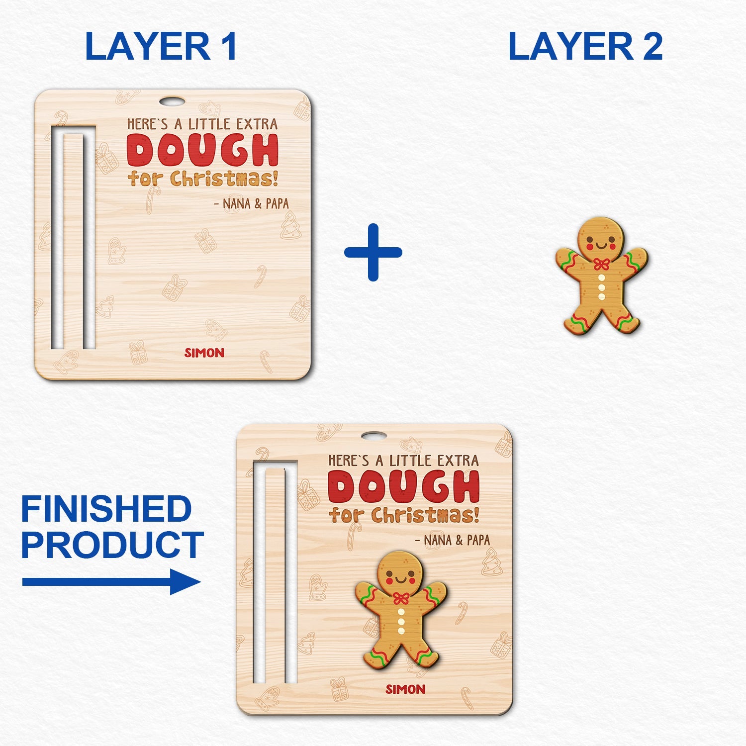 Little Extra Dough - Christmas Gift For Kids - Personalized 2-Layered Wooden Ornament, Money Holder Ornament ORNA1210