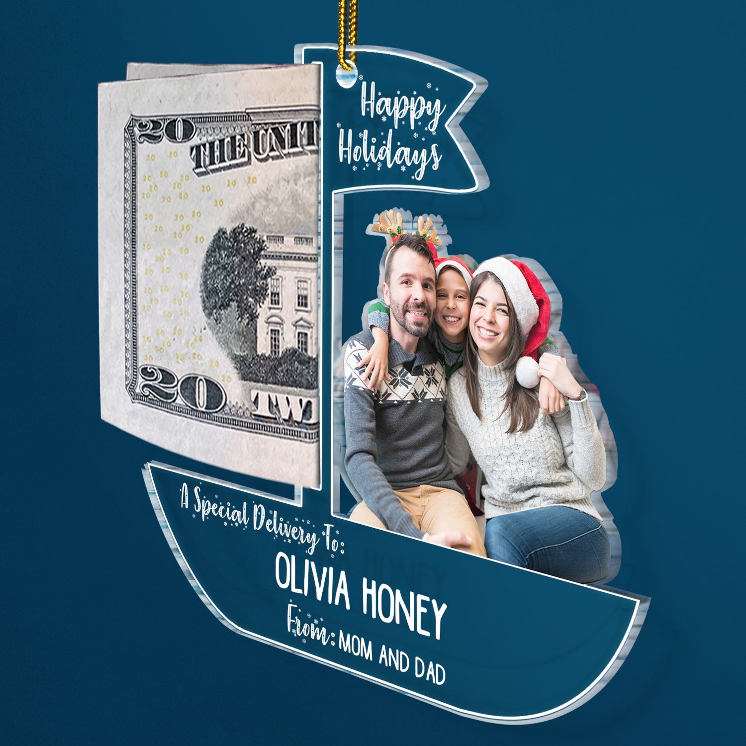 Custom Photo Special Delivery - Christmas Gift For Family And Best Friends - Personalized Cutout Acrylic Ornament, Money Holder Ornament ORNA1210